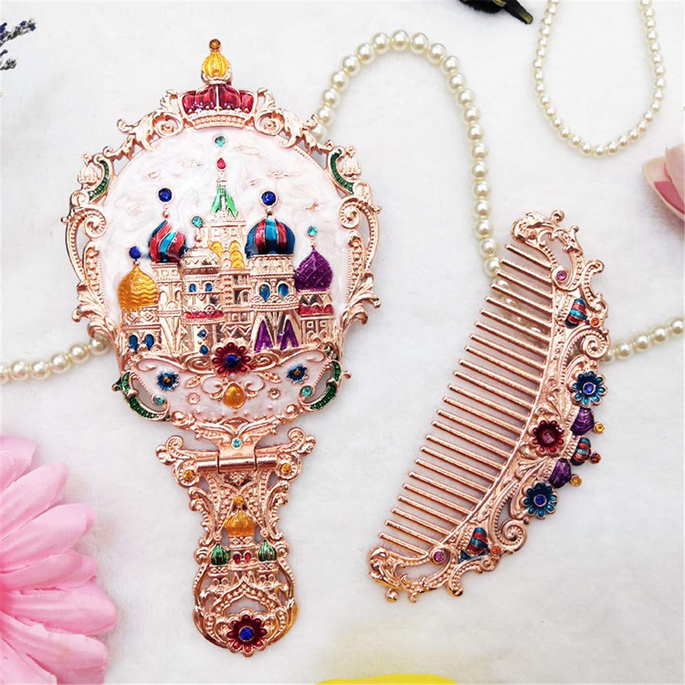 Amazon.co.jp: gannbarou 手鏡 コーム セット 折りたたみ コンパクト