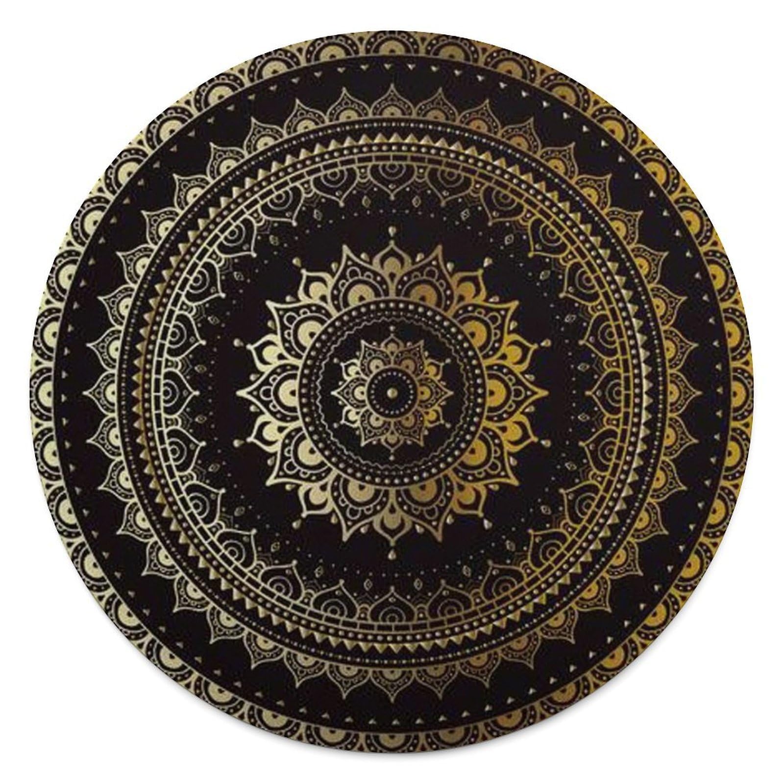 FekiLoot Mandala Round Flannel Throw Blanket, 59.1 Inch Diameter Single Sided Printed Fleece Blanket, Multipurpose Foldable Decor Cover for Couch Office Camping Home Furnishing