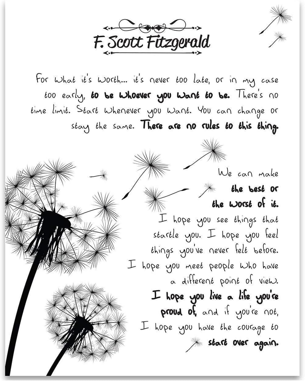 For What It's Worth - F. Scott Fitzgerald - 11x14 Unframed Art Print - Great Inspirational Gift for Wedding, Anniversary and Birthday and Decor for Home, School and Office