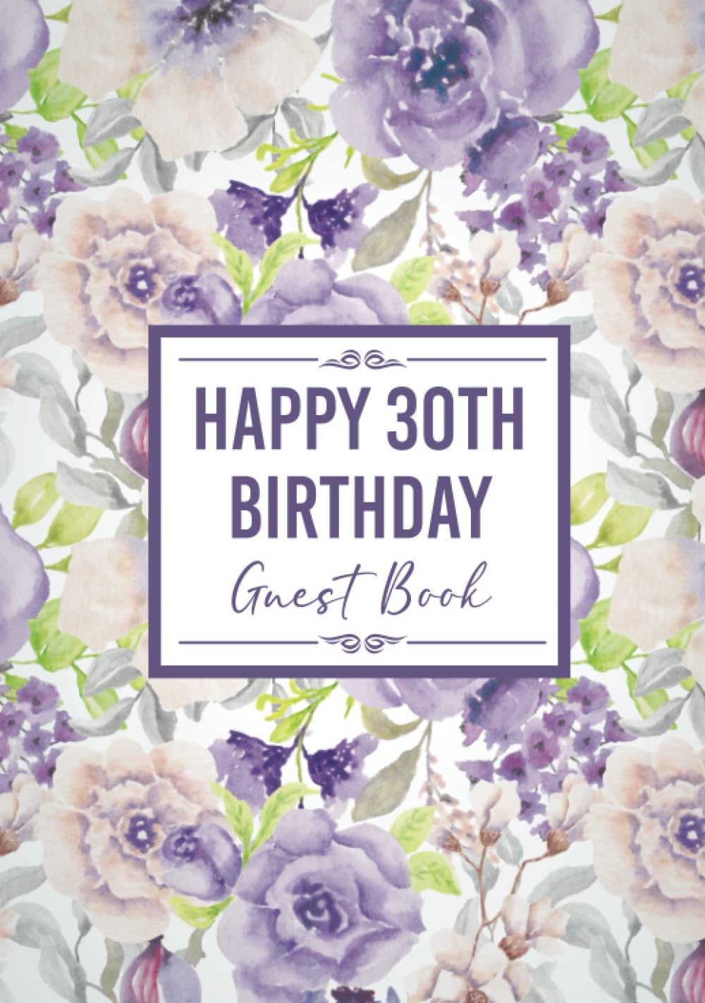 30th Birthday Guest Book: Happy Birthday Message Book. Keepsake Party Memory Book for 30 Year Old. For Messages from Friends & Family. Teal Leaves & Branches Design 7x10" Hardcover