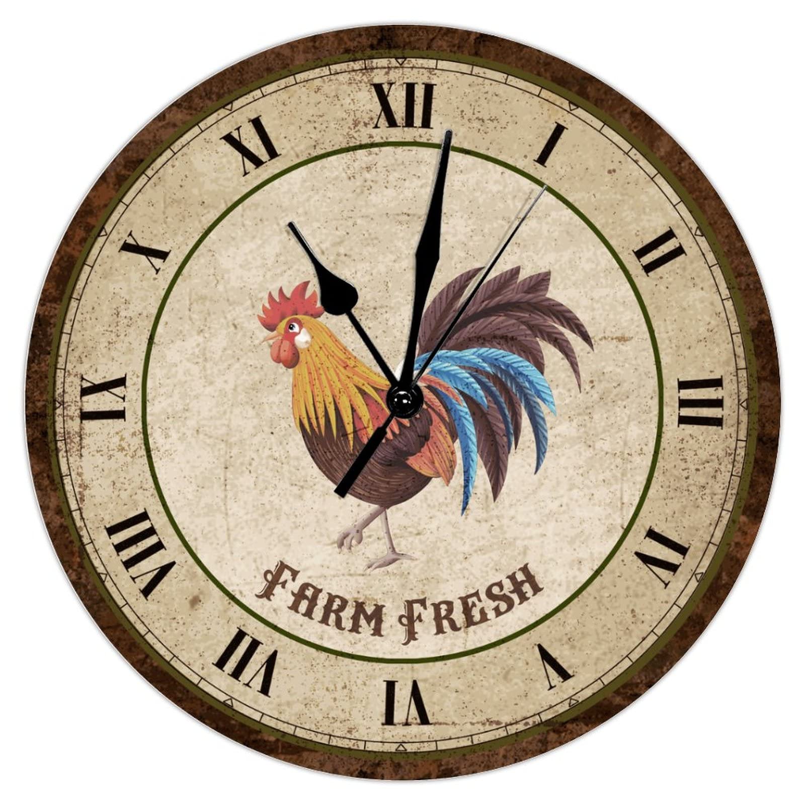 Horloge murale coq arc-en-ciel 38cm grand format aux finitions rétro