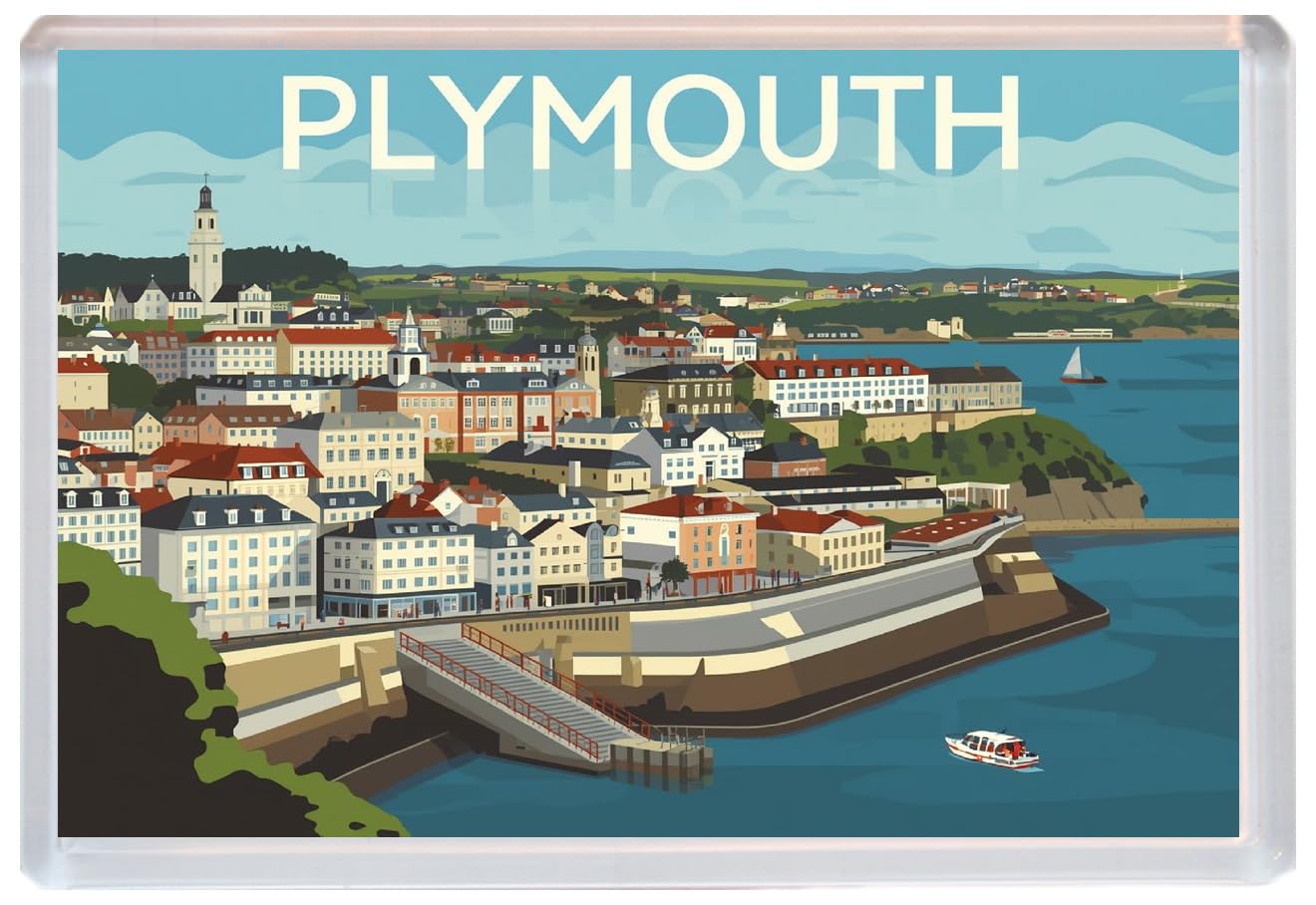 Baked Bean Store Multicolor Plymouth - Devon - Jumbo Artistic Fridge Magnet 96 X 67Mm Bbsfhm3350