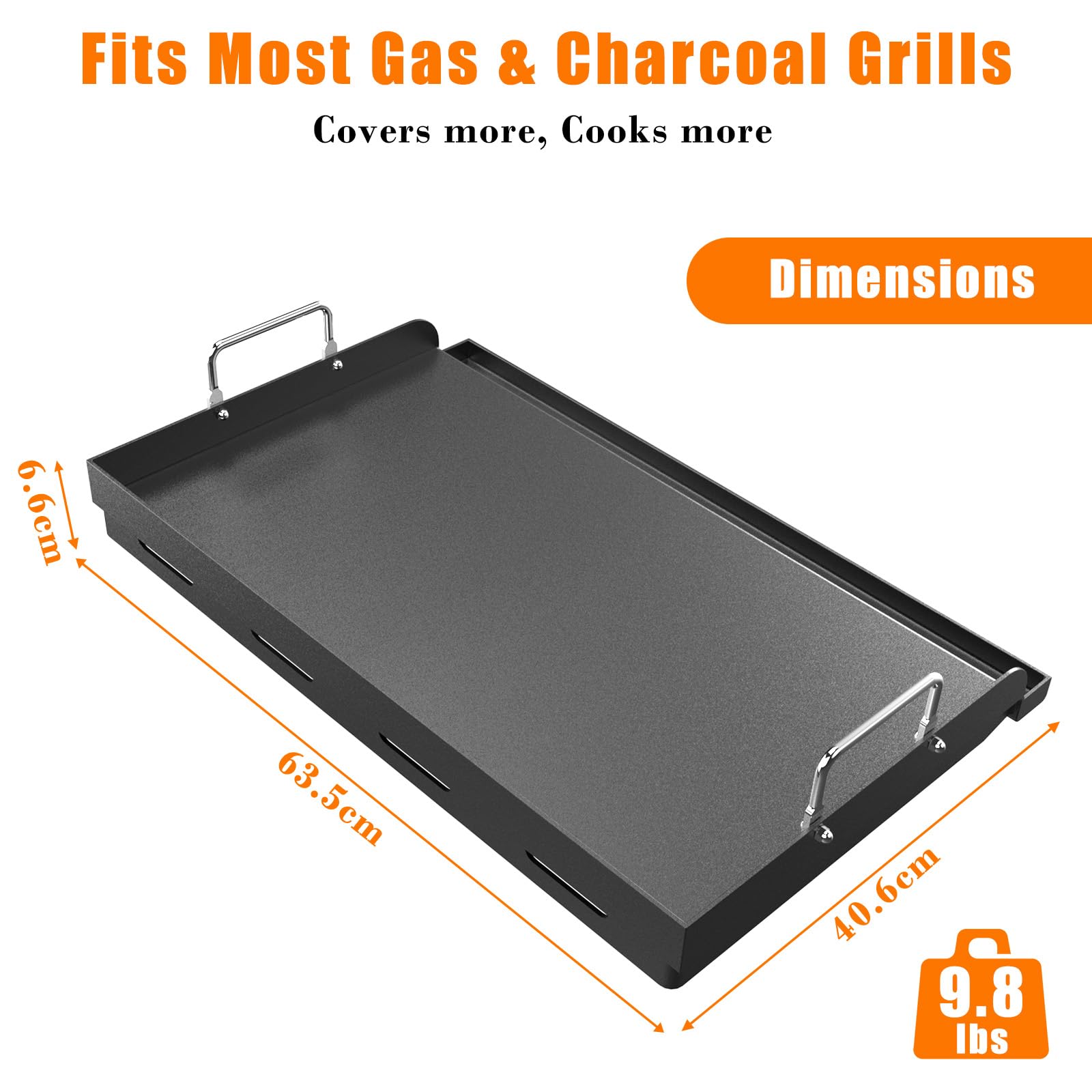 GFTIME Plancha en téflon 63 x 41 cm plaque supérieure plate universelle pour barbecue gaz charbon