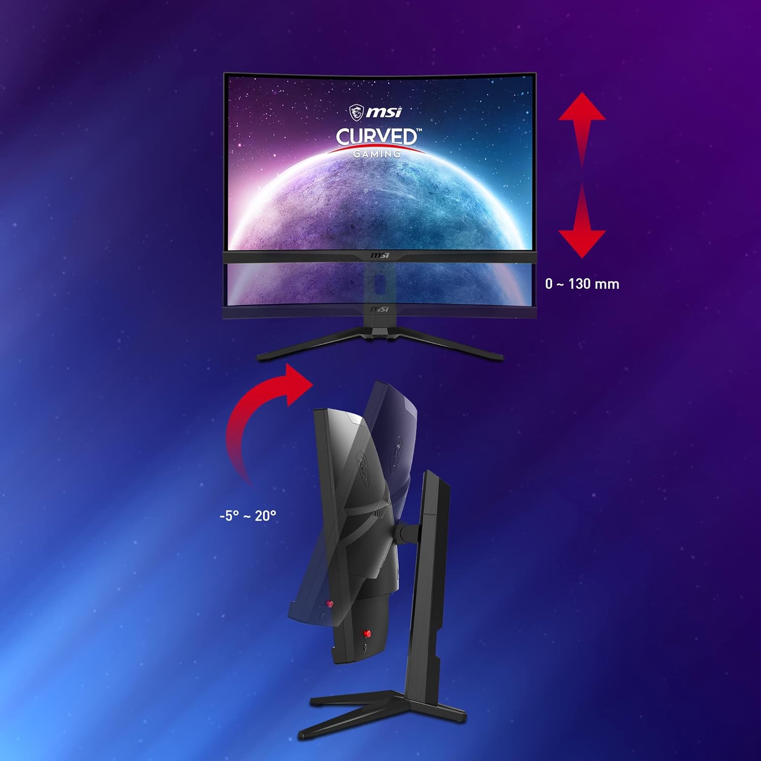 MSI G272CQP - Monitor curvo da gaming - 27, 16:9 WQHD (2560 x 1440), 2K, VA, 170Hz, 1ms, 1000R, FreeSync Premium, HDR, DisplayPort, HDMI, ampia gamma di colori, anti-sfarfallio, meno luce blu, nero MSI G272CQP - Monitor curvo da gaming - 27, 16:9 WQHD (2560 x 1440), 2K, VA, 170Hz, 1ms, 1000R, FreeSync Premium, HDR, DisplayPort, HDMI, ampia gamma di colori, anti-sfarfallio, meno luce blu, nero