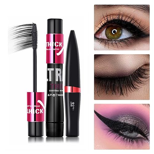 Miniatura 2 de Juego de combinación larga de ojos de fibra negra, a prueba de sudor, no es fácil de perder maquillaje, pestañas negras gruesas, máscara de pestañas