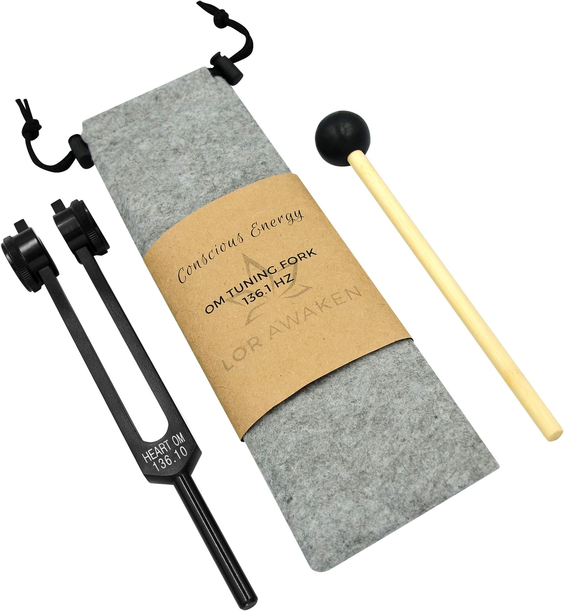 Tuning Forks, LOR AWAKEN OM 136.1HZ Tuning Fork, Tuning Fork for Healing, Meditation, Biofield Tuning, Chakra Balancing, Yoga Tuning Fork, Channel OM Energy & Connect to The Earth Frequency (Black)