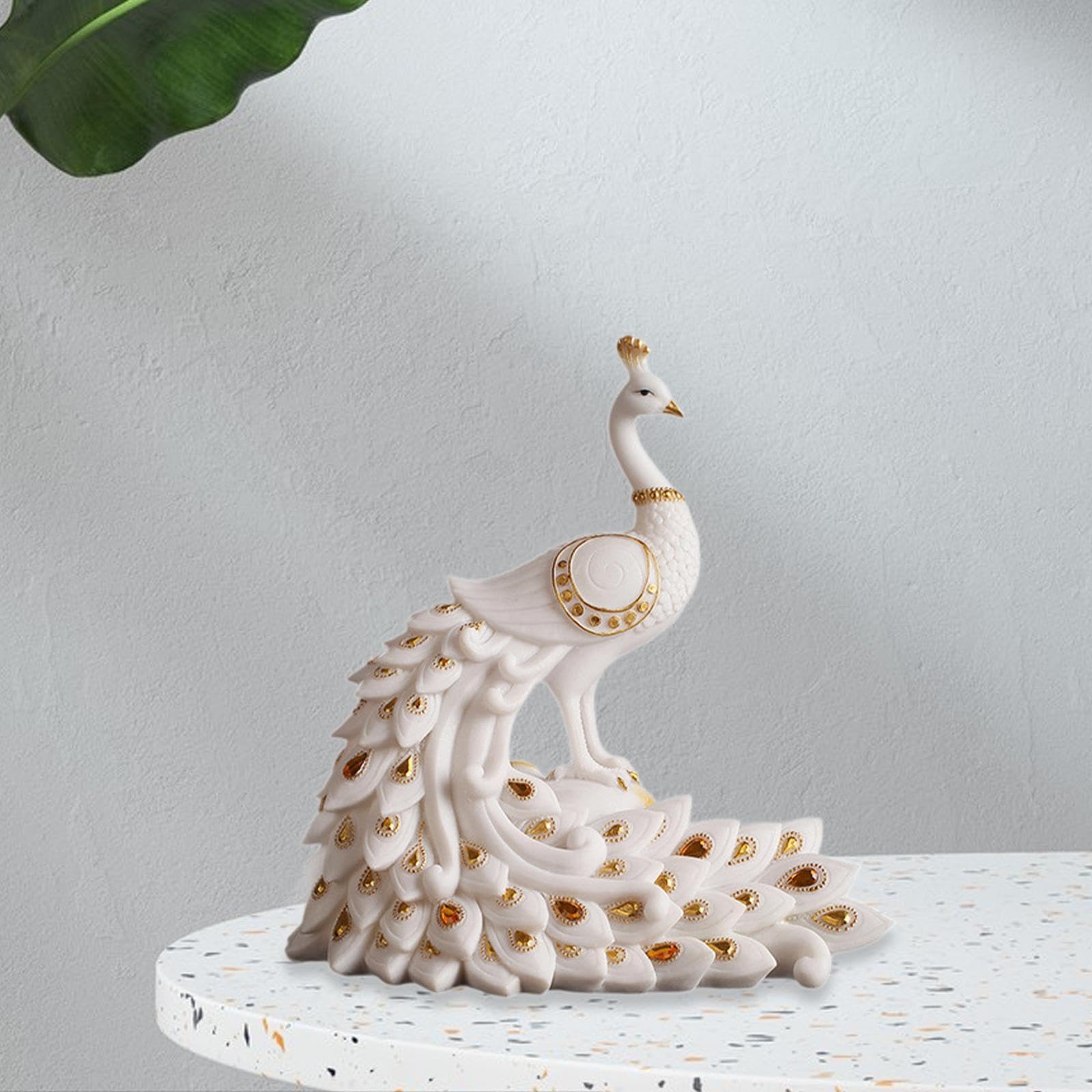 Figurine de Paon En Résine pour Décoration de Bureau et Intérieur, 24cmx13cmx24cm