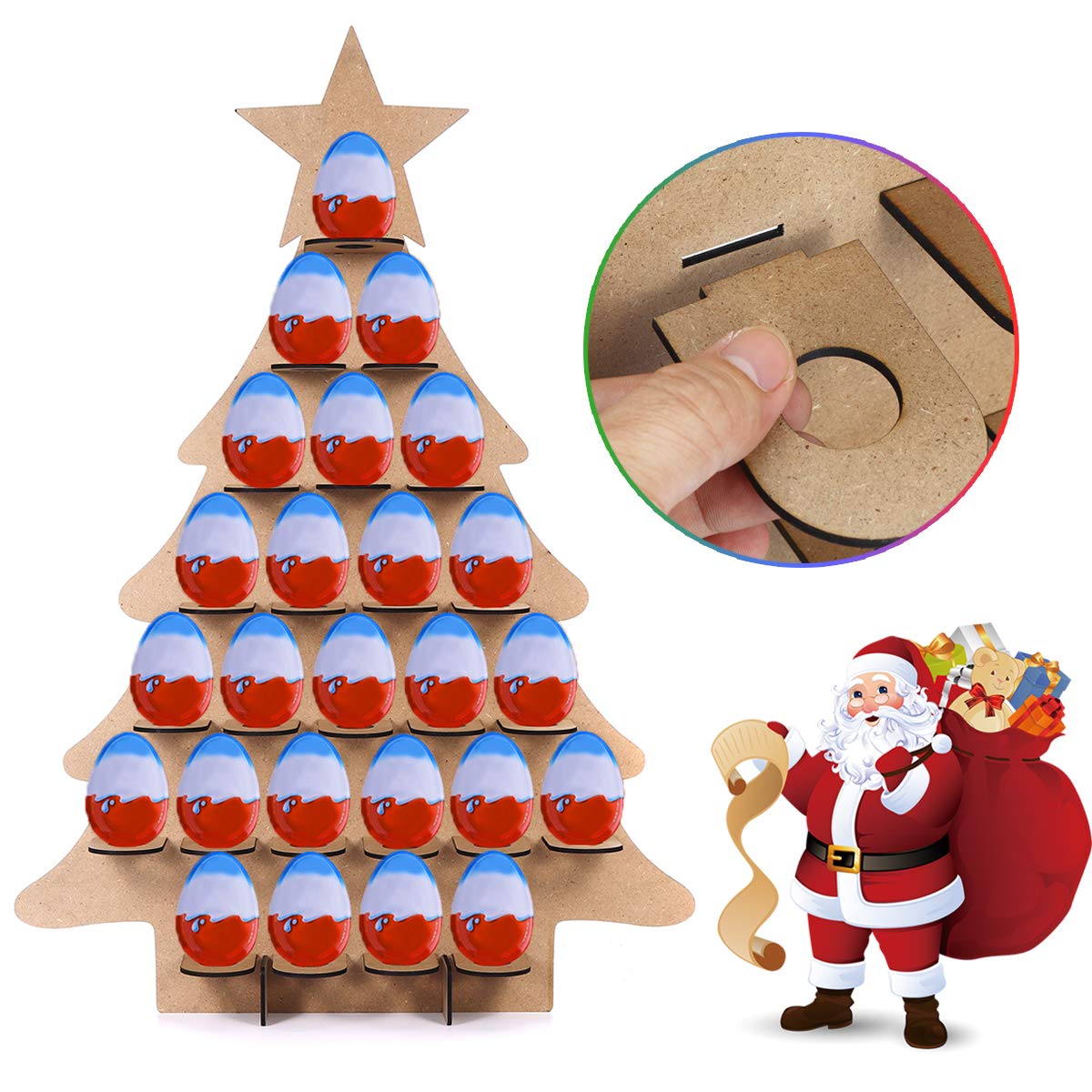 Calendario De Adviento Familiar De Madera Árbol De Navidad 25 Chocolates Estante De Pie Decoraciones De Bricolaje