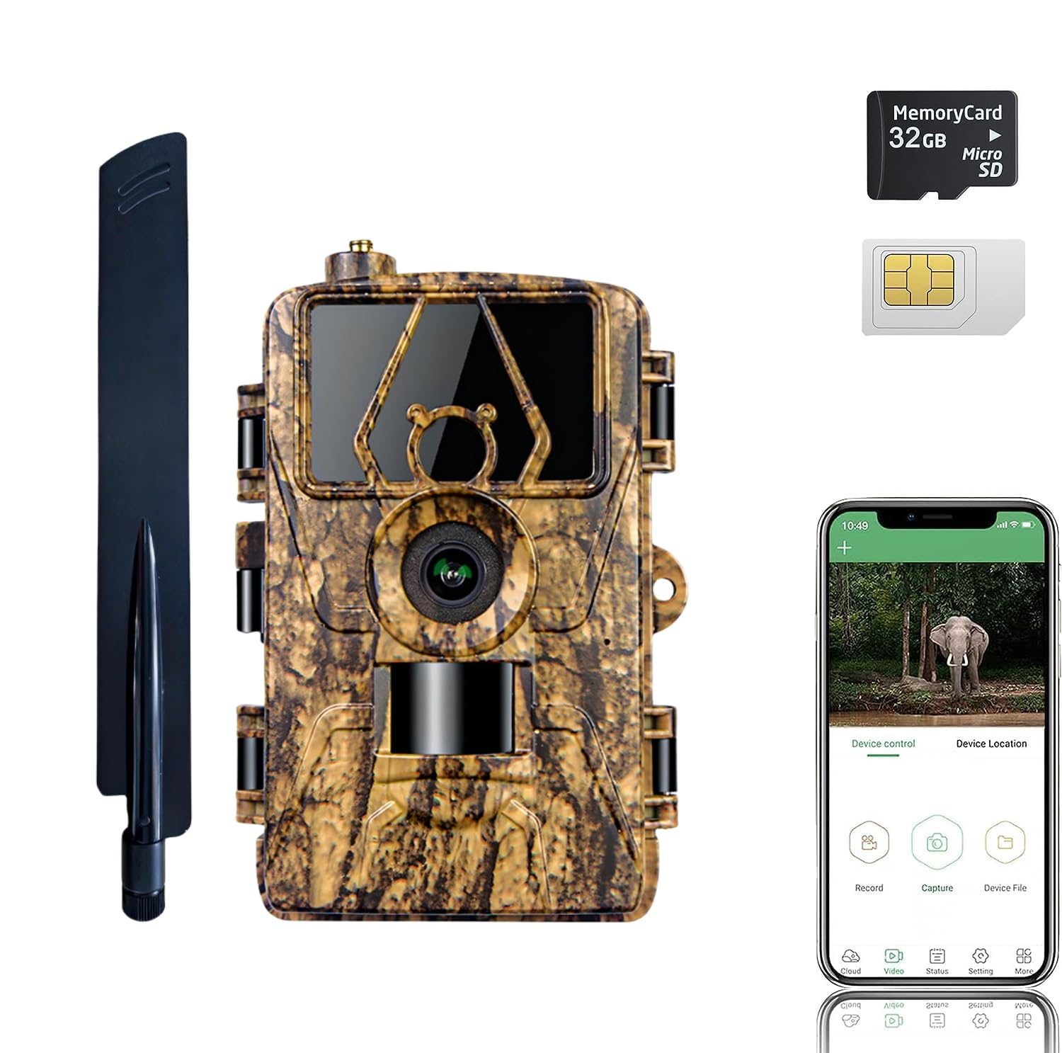 Cámara Fototrampeo 4G App 8K 60MP | Cámara Caza con SIM Envío de Fotos con Aplicación | Cámara Caza Nocturna 940nm IR LED | Tarjeta TF de 32 GB | Tarjeta SIM