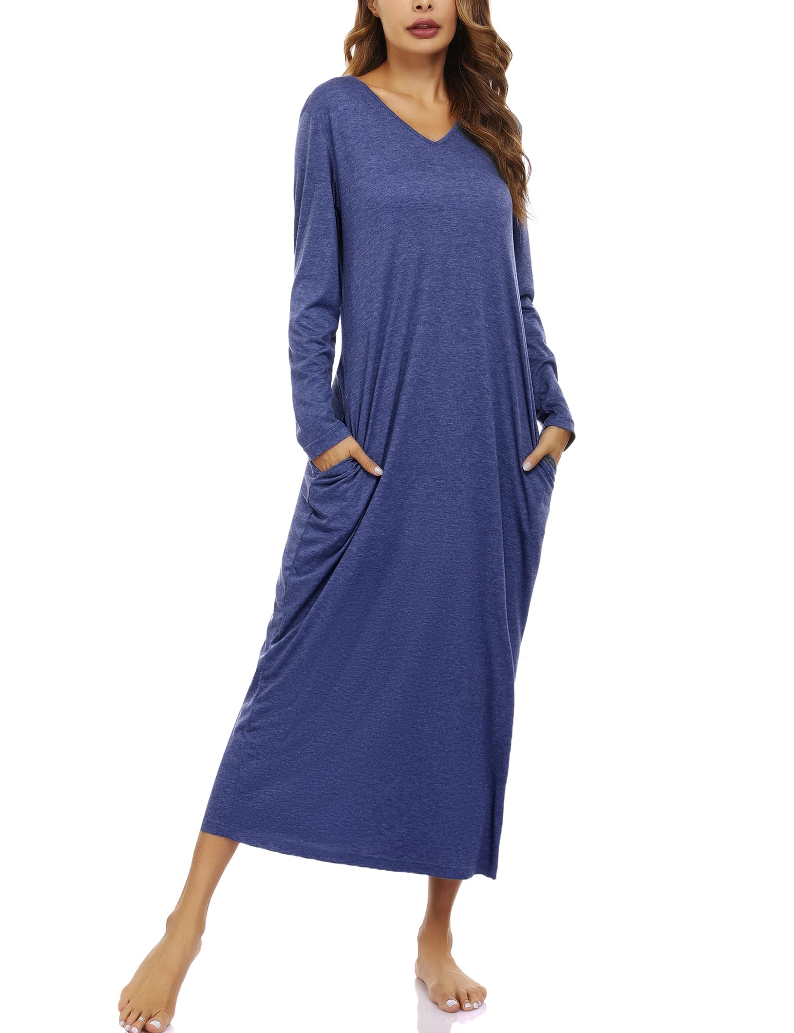 Cotton Nightgown Soft Long Sleeve Nightgowns Marvmys Womens Cotton