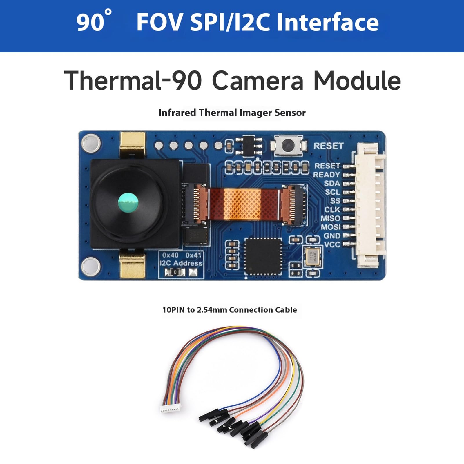 Wärmebild-Sensor-Kamera, Hut, 44 °, 90 °, FOV, SPI I2C, für kleine Formfaktoren, eingebettete Systeme, Wärmebildgerät