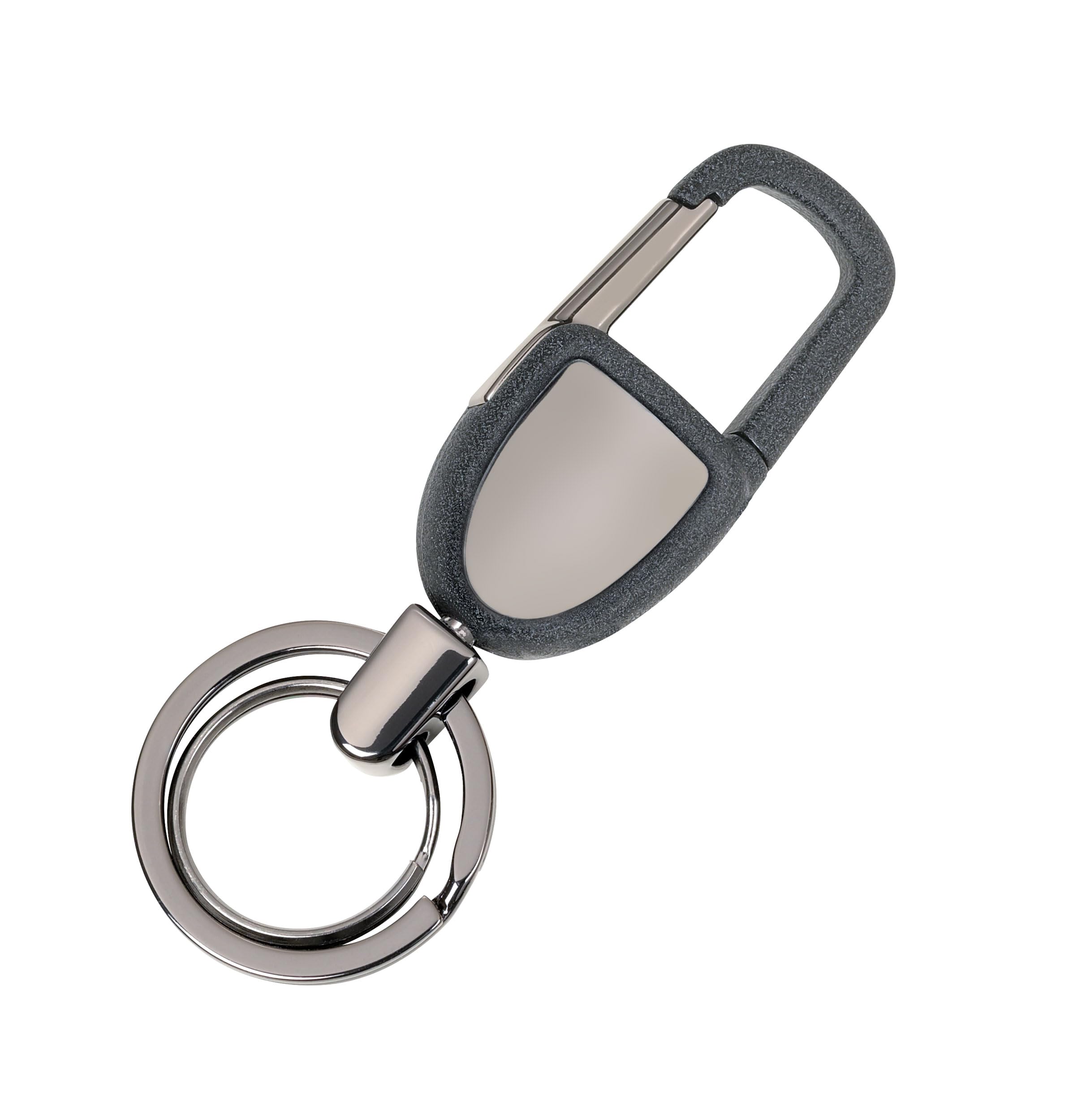 Troika Keyring CARABINIERO - keyring carabiner and 2 rotating rings - practical for car keys - no more scratches in the paintwork - cast metal - powder-coated - gunmetal Original