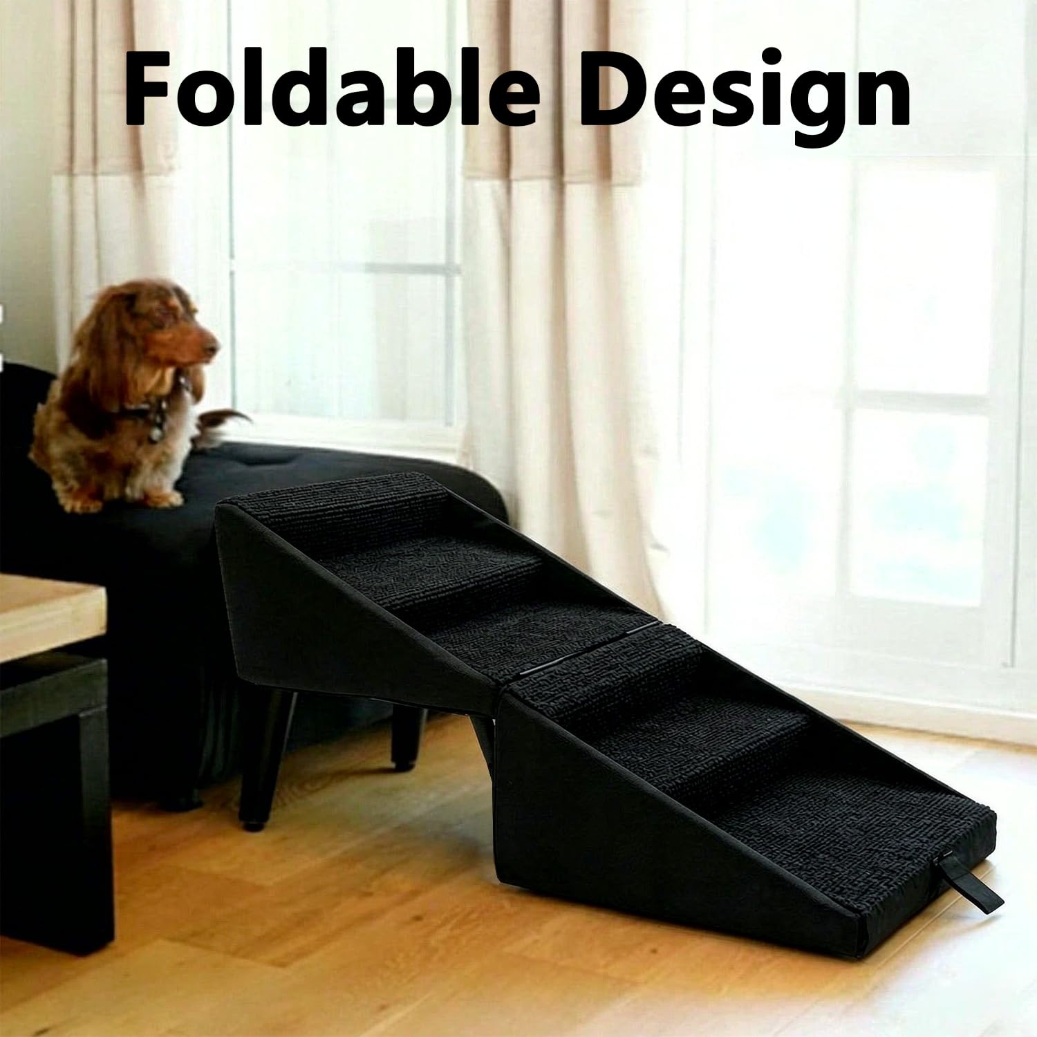 Rampas para perros, escaleras y peldaños para perros para camas y sofás, escaleras para perros para camas y sofás, escaleras inclinadas para perros pequeños, gatos - negro (32 x 37 x 62 cm)