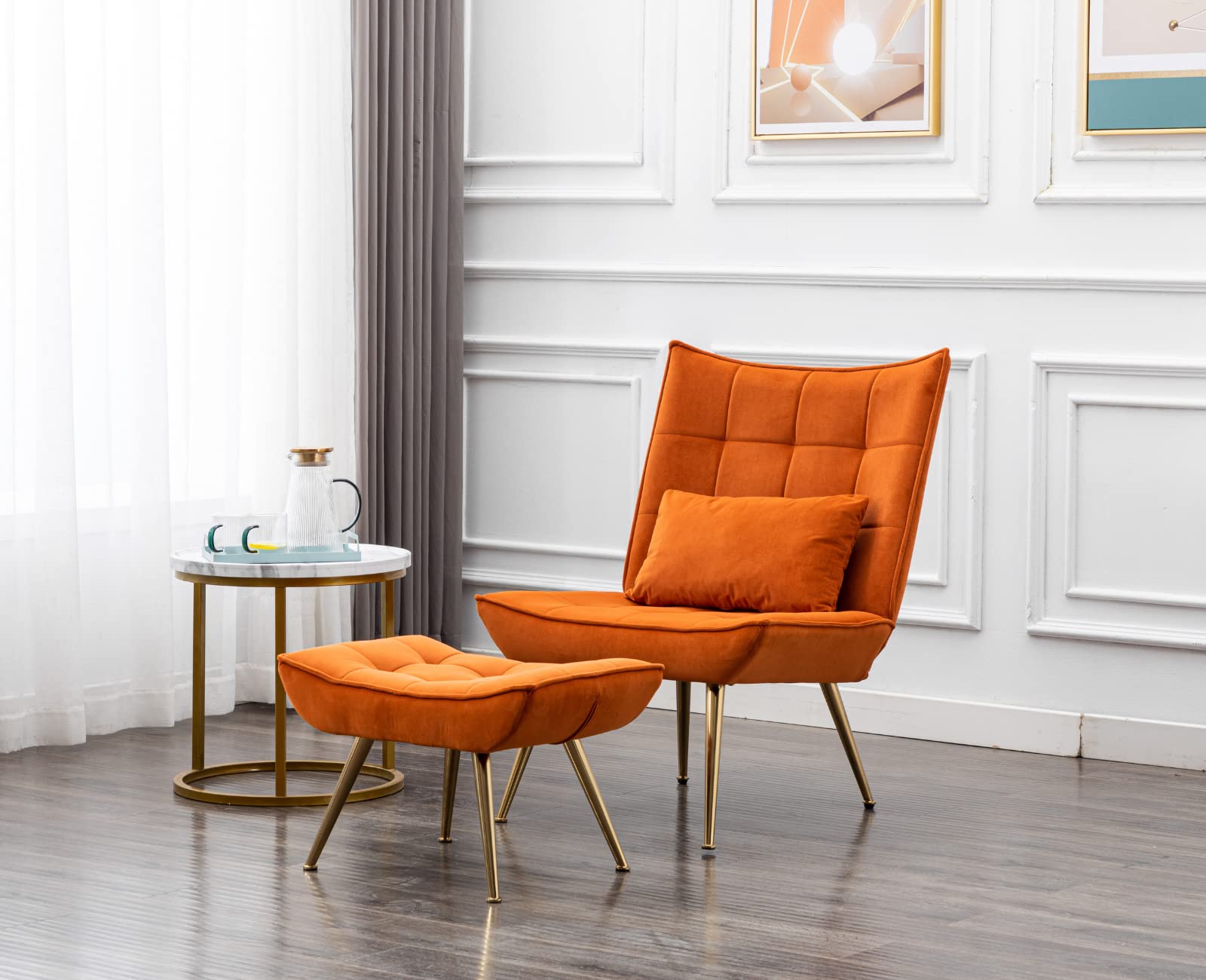 SEYNAR Mid Century 360 graden draaibare knuffelton-accentbank, ronde stoel met breed gevoerde, pluizige fluwelen stof, voor woonkamer, slaapkamer, kantoor, wachtkamer (beige