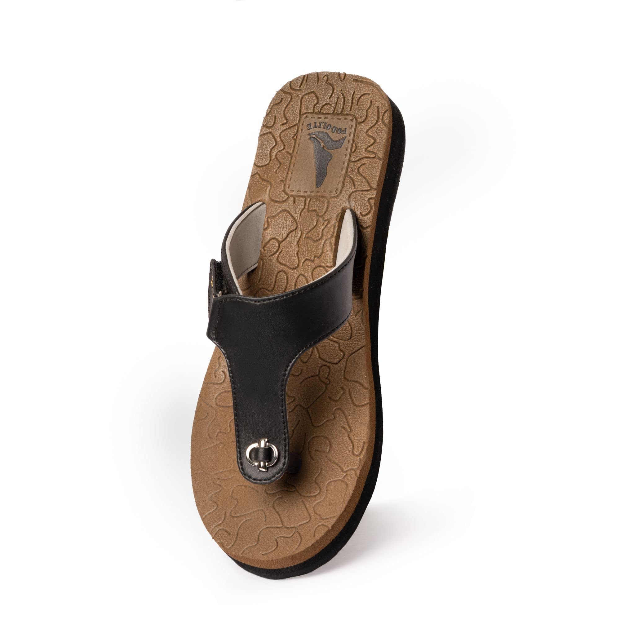 Podolite Women Ortho slippers | Soft comfortable and stylish flip flop slippers for Women in exciting colors |Lightweight | Anti Skid | Daily Use Chappal (Black, numeric_7) (B09QWQDWYK) Amazon Price History, Amazon Price Tracker