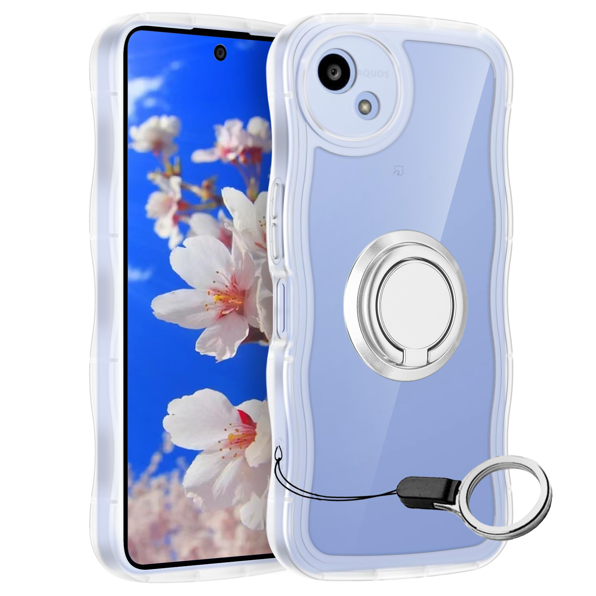 Amazon.co.jp: AQUOS Wish5用ケースクリア リングスタンド付き