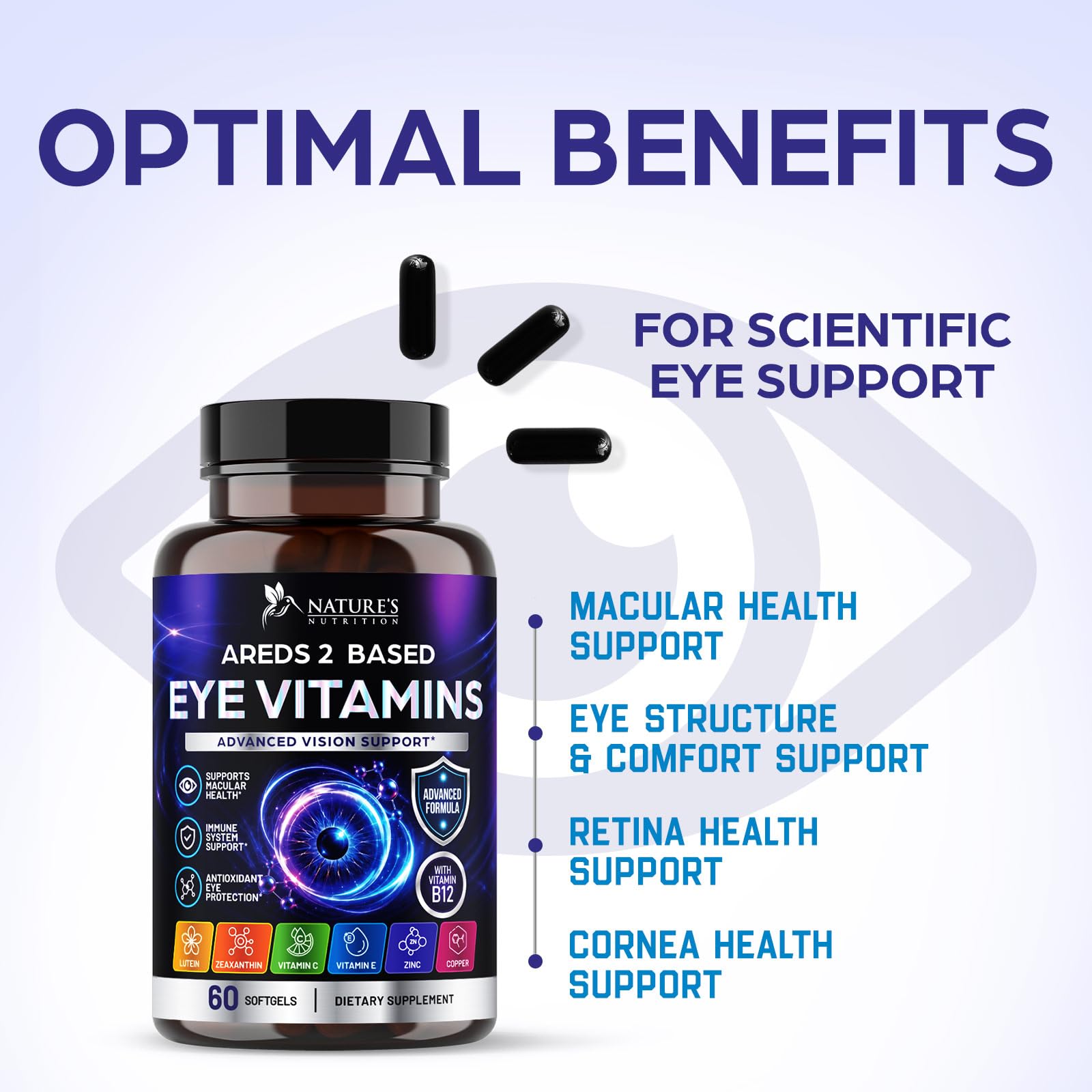 Eye Vitamins Supplements - Natural Eye Health Vitamin with Lutein and Zeaxanthin - Vision Macular Health for Seniors - Advanced Eyes Support with Zinc, Vitamin C & Minerals, USA Bottled - 60 Capsules — Amazon image 7