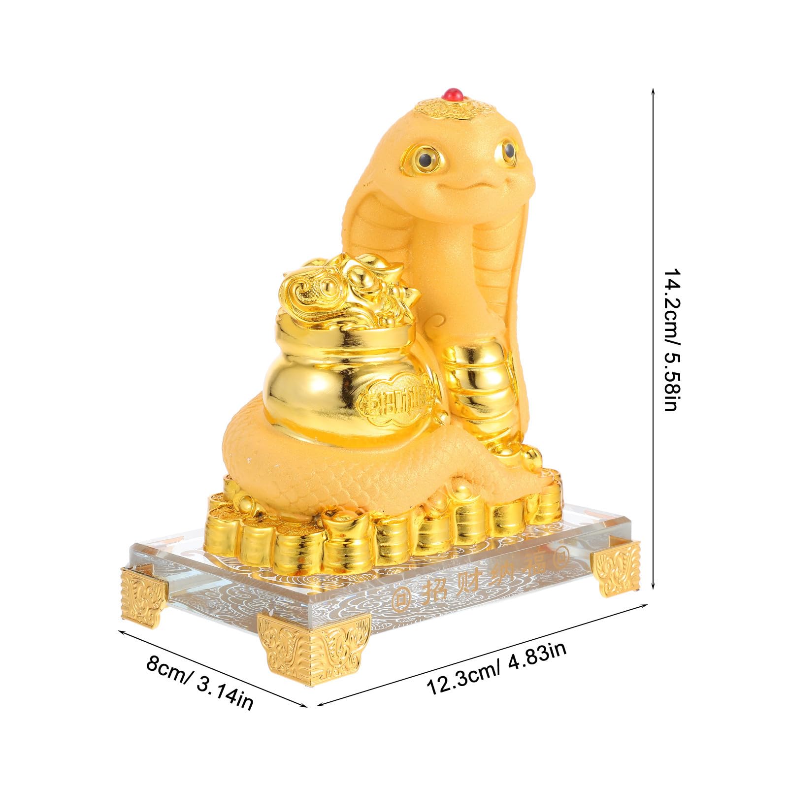DECHOUS Statuetta Serpente Zodiaco Cinese in Resina e Vetro Oro