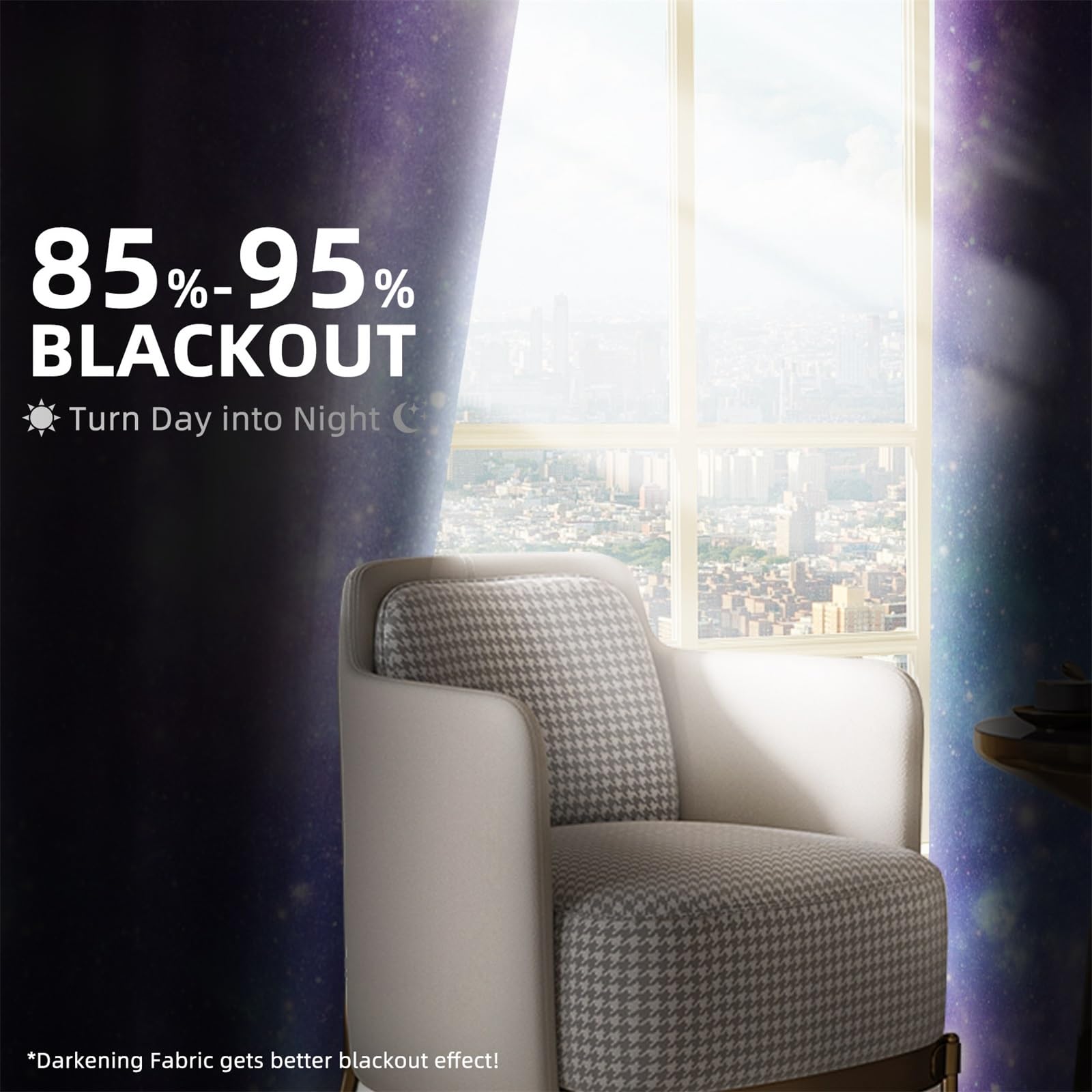 Ttincceer Galaxy Curtains for Bedroom Outer Space Purple Nebula Universe Blackout Window Drape with Grommets Thermal Insulated Starry Sky Stars Nursery Baby Room Decorative 2 Panels 117x138cm - Image 3