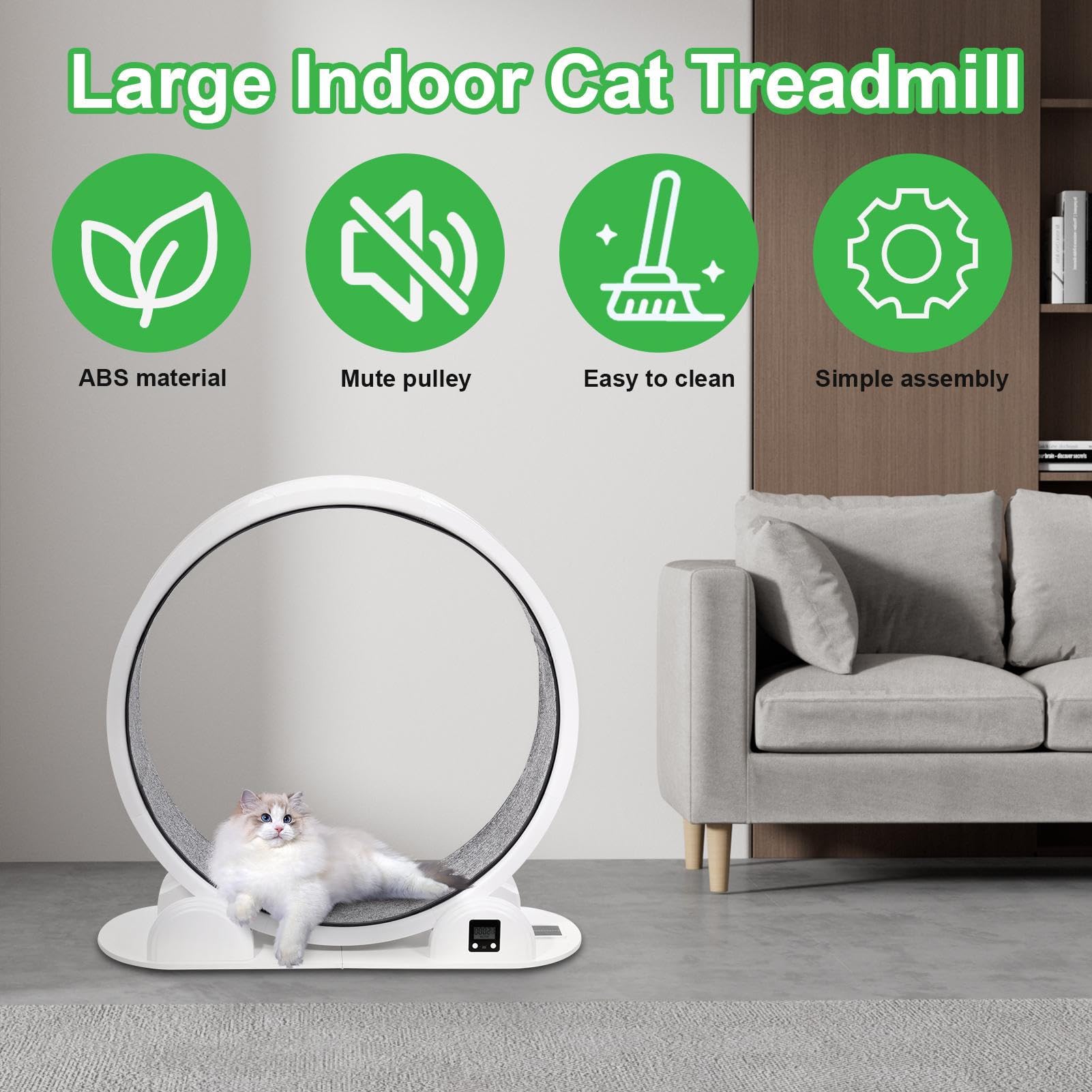 Rueda para Gatos - Rueda de 103,6 cm para Correr, TPE, súper silenciosa, Rueda de Equilibrio Grande para Gatos, con podómetro, soporta 22,7 kg, para Gatos pequeños, medianos y Grandes