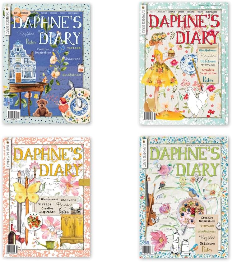 Daphne's Diary Magazine Annual Set 2025 | Issues #1–8 | Creative Lifestyle Magazine | Full of Inspiration for Journaling, Mindfulness, Drawing, Cooking & Travel | 8 Issues