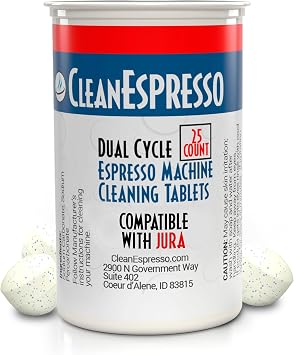 CleanEspresso - 25 Cleaning Tablets Designed For Jura Coffee Machines - 3.5g Dual Cycle Espresso Machine Cleaning Tablets for Jura Espresso Machines - Coffee Maker Cleaner