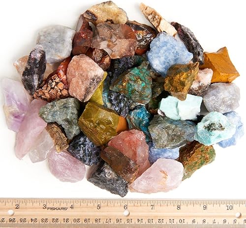 Miniatura 2 de 3 libras de una mezcla áspera de Madagascar tipo 26 piedras (gran variedad)  Tamaño grande  1 pulgada a 1.5 pulgadas promedio  Rocas crudas en bruto