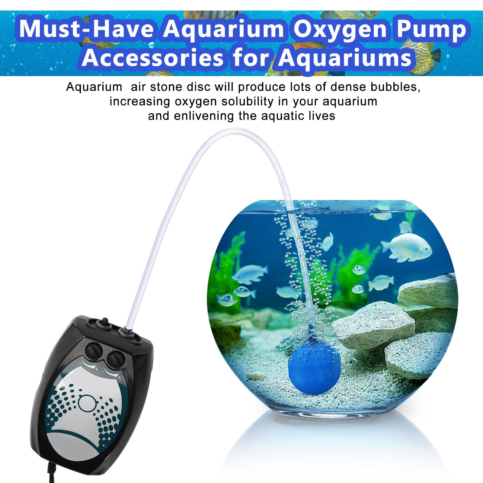 Therwen 24 Stück 5,1 cm Luftstein Kugelform Aquarium Luftsteine Fisch Tank Bubbler Stein Dunkelblau Bubble Stone Sauerstoff Diffusor Aquarium Luftpumpe Zubehör für Aquarium Fisch Tank Hydrokultur