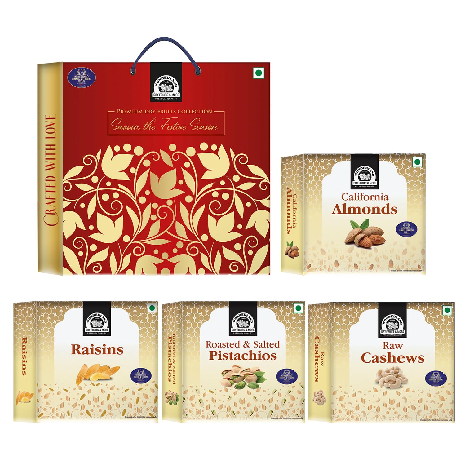 Wonderland Foods Dry Fruits Diwali Gift Pack 200g | Almond, Cashew, Roasted Salted Pista, Raisin 50g Each Gift | Premium Diwali Gift Hamper | Gourmet Gift | Diwali Gift for Family (B0DC6Q234R) Amazon Price History, Amazon Price Tracker
