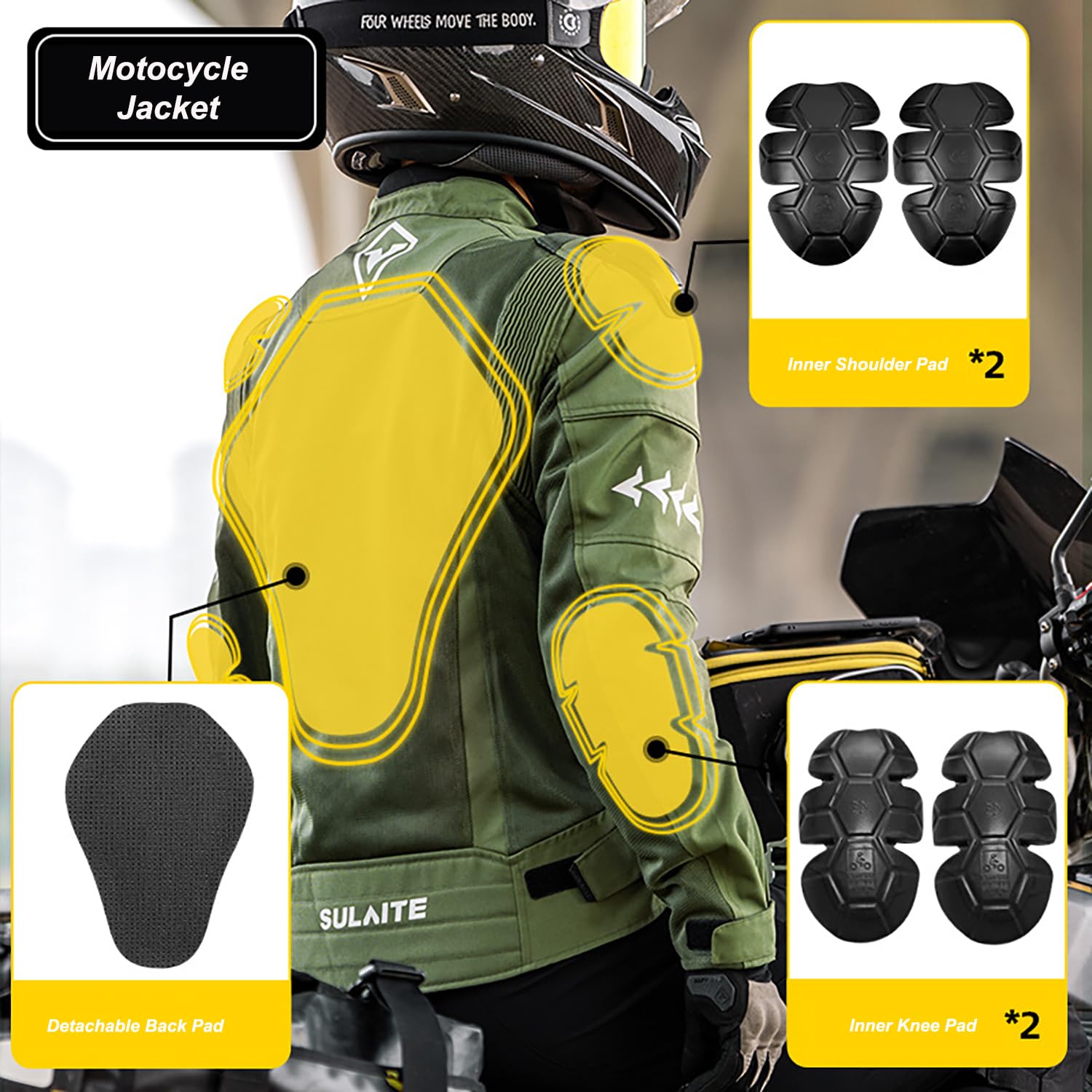 M&Catree Motorradjacke Sommer Herren Atmungsaktiver Jacke mit Protektoren Schutzjacke für Motorradfahrer