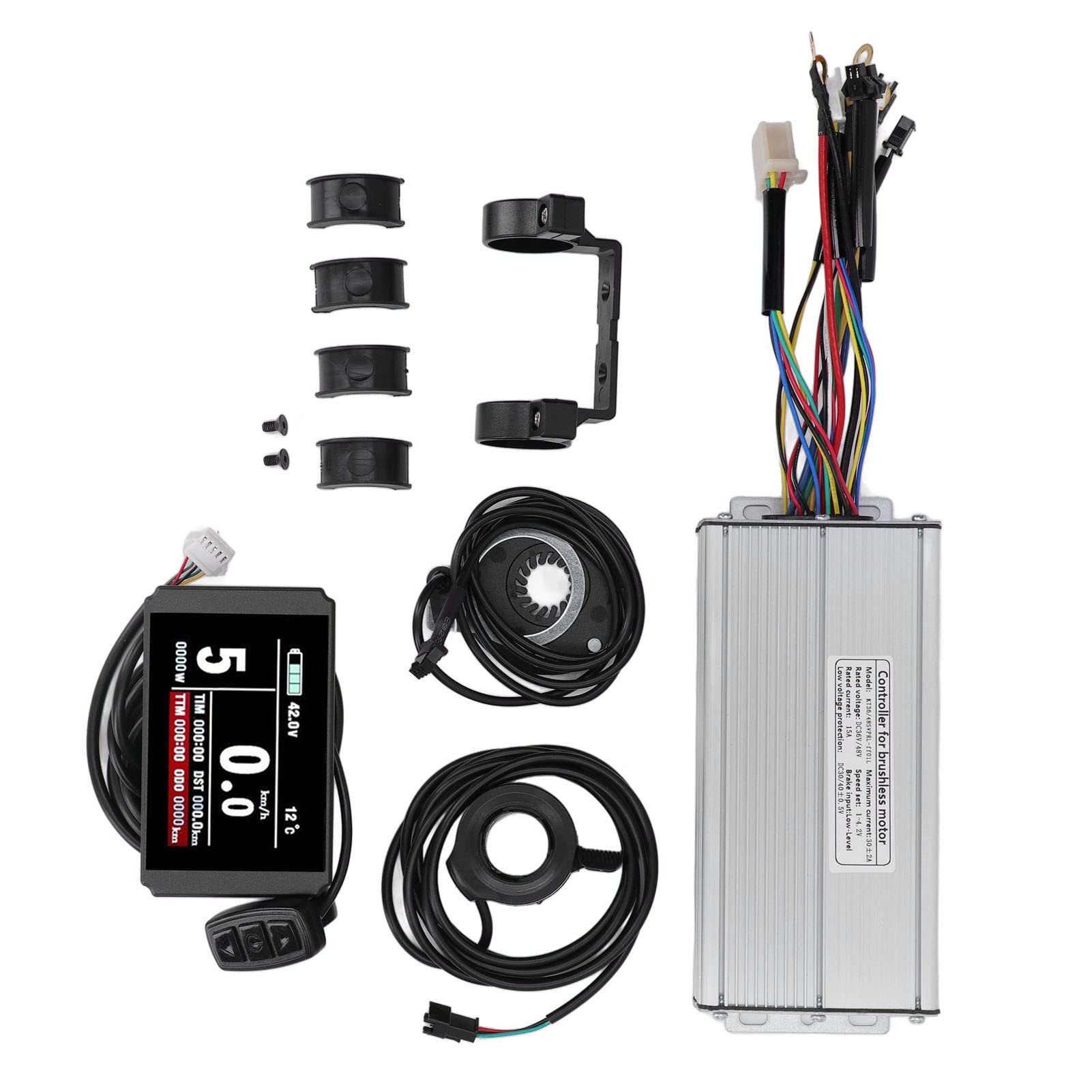 Zestaw do konwersji roweru elektrycznego MAPHRWZ, do samodzielnego roweru elektrycznego z miernikiem LCD8H, przepustnicą kciukową, kontrolerem, okablowaniem czujnika, zasilaczem,
