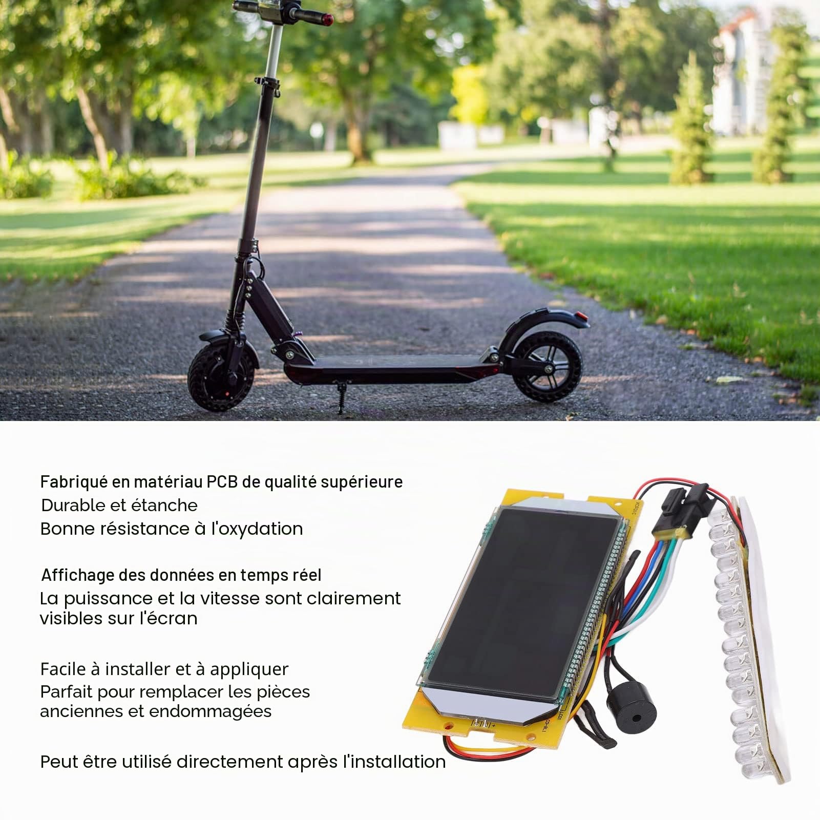 Fockety Afficheur LCD pour vélo électrique, Compteur LCD Universel étanche 36V, compteurs d'affichage pour Scooter électrique pour Accessoires de réparation de Scooter S1