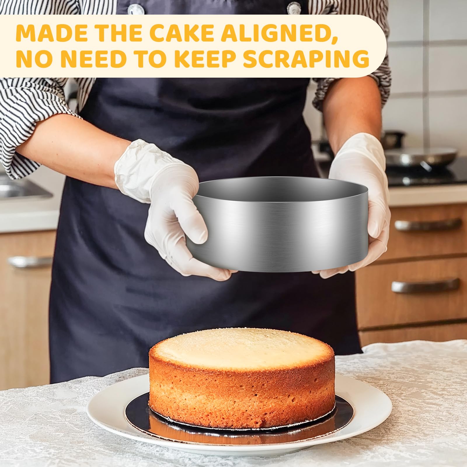 CALIFORNIA CADE ELECTRONIC Molde para tartas, 2 unidades de 6 y 8 pulgadas para hornear, anillo redondo fijo de acero inoxidable para decoración de tartas, postres y mousse