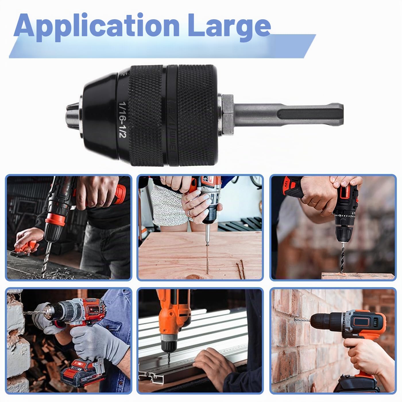 Mesee Adaptateur Mandrin Perçage SDS 2-13mm Sans Clé 1/2-20UNF Pour Perceuse à Percussion Avec Support SDS Plus à Changement Rapide