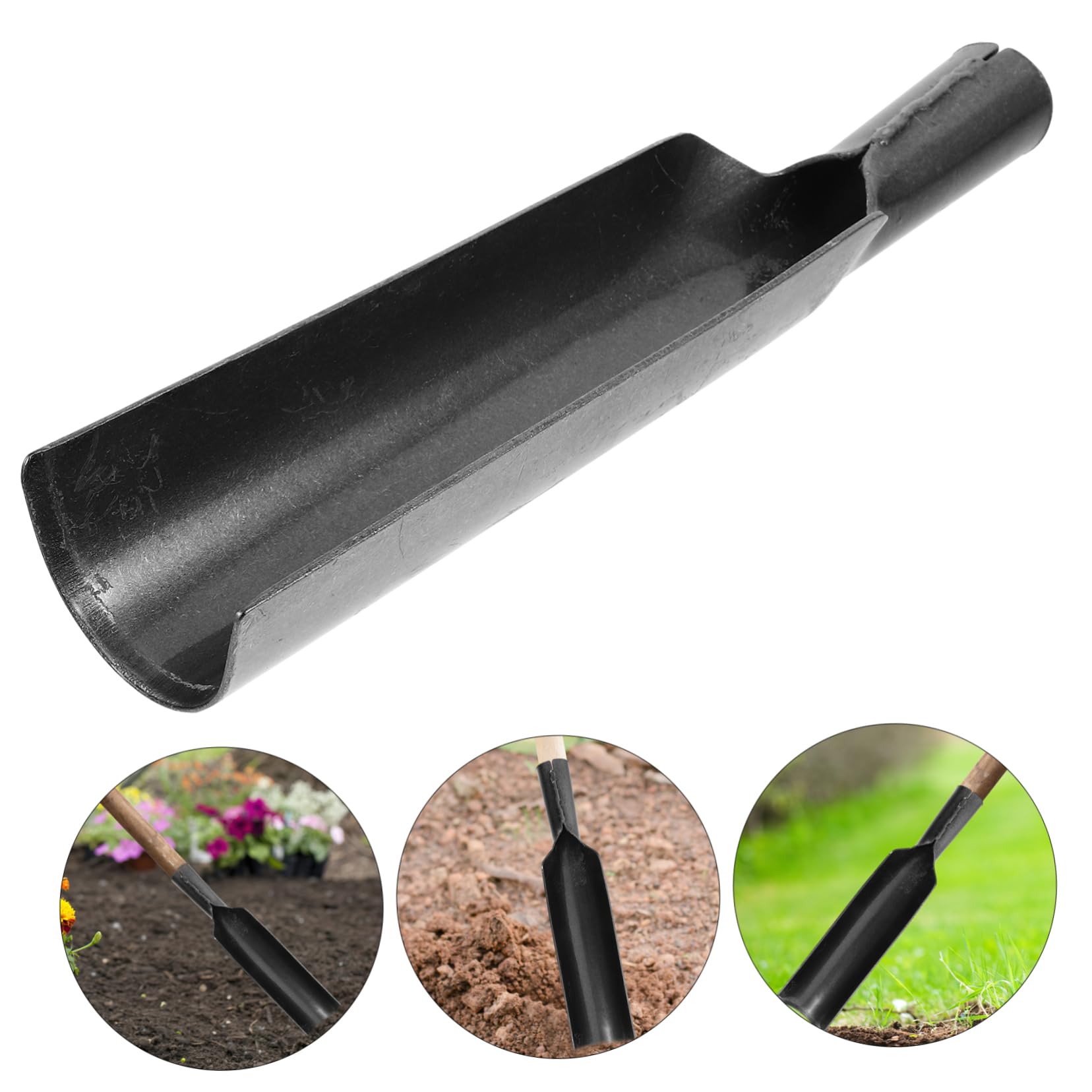 Pala da Giardino in Acciaio al Manganese Resistente All'usura, Strumento Multiuso per Trapianto e Scavo, Attrezzo Nero per Lavori Agricoli