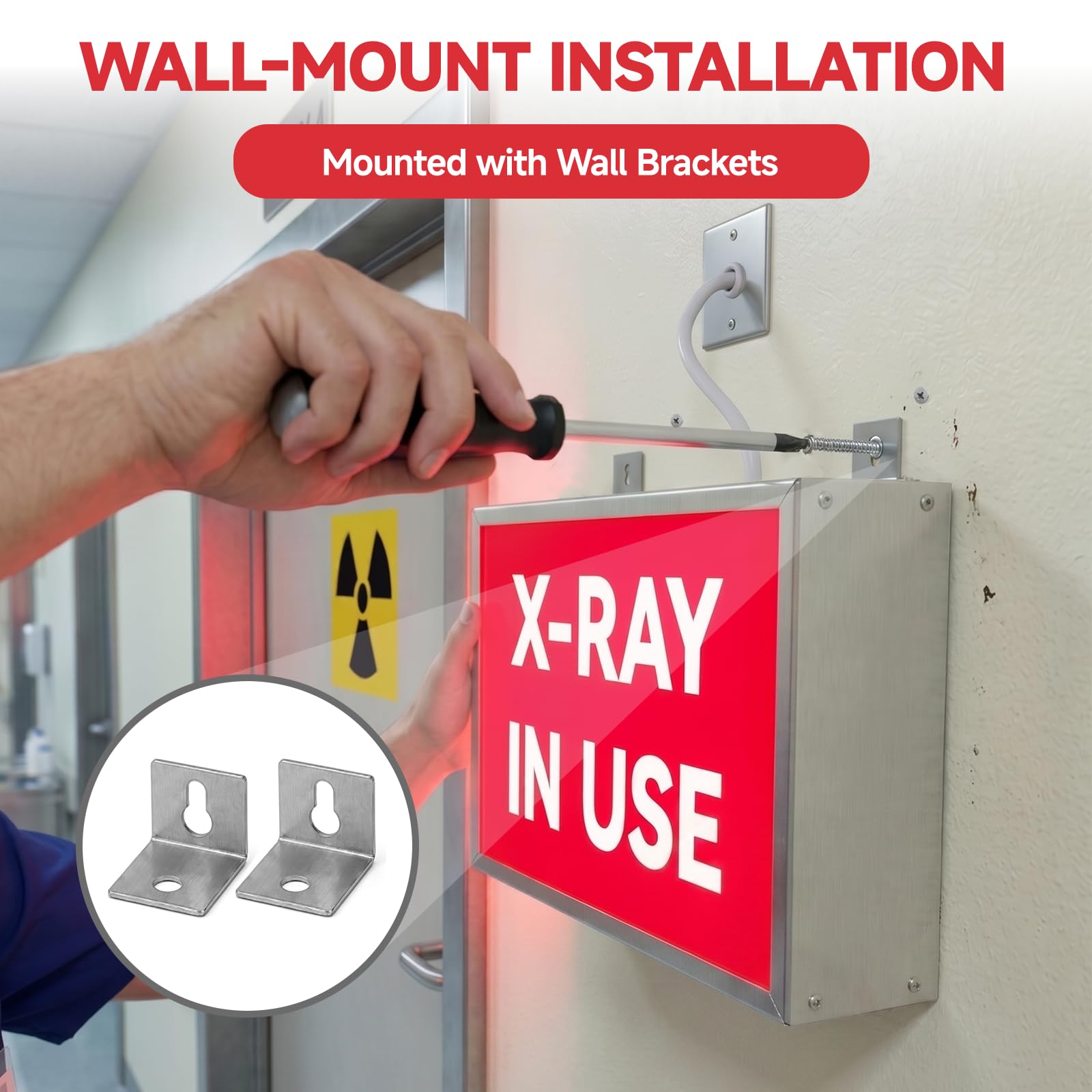 Röntgen-Warnschild in Gebrauch, LED-Strahlung, 30 x 20,1 x 7,9 cm, Röntgen-Warnlichtbox, 110–220 V Aluminiumlegierung, LED-Schild mit bedruckter Kunststoffplatte für Zahnklinik, Labor und Arztpraxis