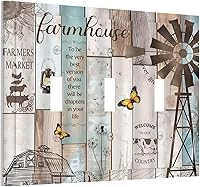 Vista 144 de Placa Cubierta de Interruptor de Luz de Palanca Individual con Diseño de Flor Botánica en Tablero de Madera Rústico Estilo Granja - Placa de Pared