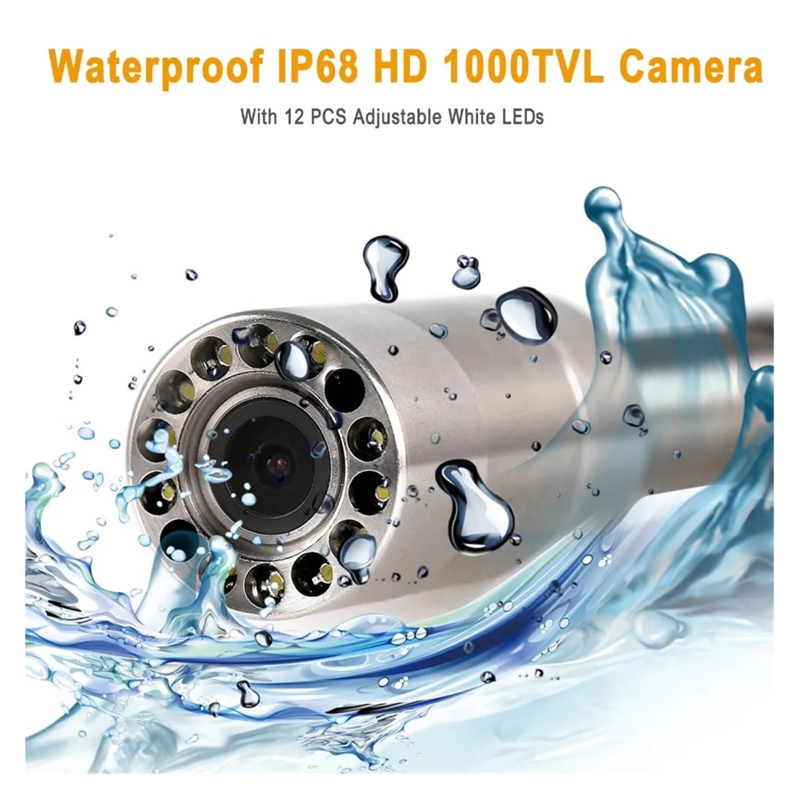 Kamera Inspekcyjna Rur DVR 7" Monitor HD 1080P 8GB 20/30/50/100M 17/23mm IP68 Rurociąg Kanalizacyjny Przemysłowy Endoskop Dobra Jakość Obrazu(10m,23mm DVR)