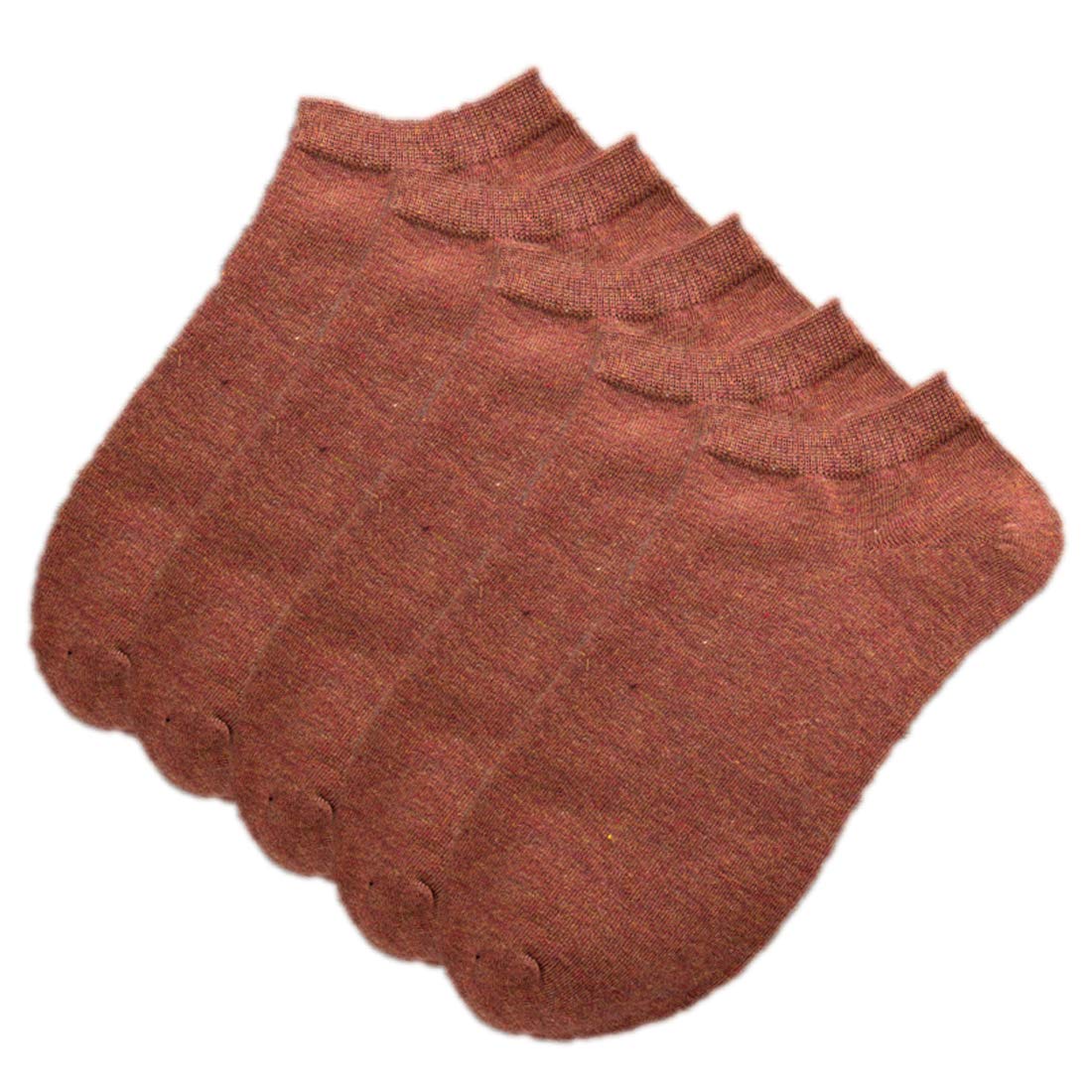 Hamjax Womens Invisible Socks Casual Low Cut Ankle Socks, 5 Pairs, Rust Red