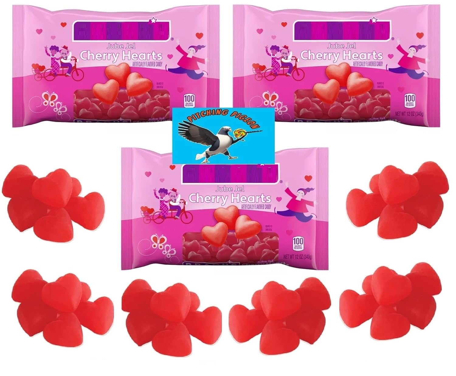 Jube Jel Cherry Hearts 36oz Classic Valentine’s Day Delicious Candy