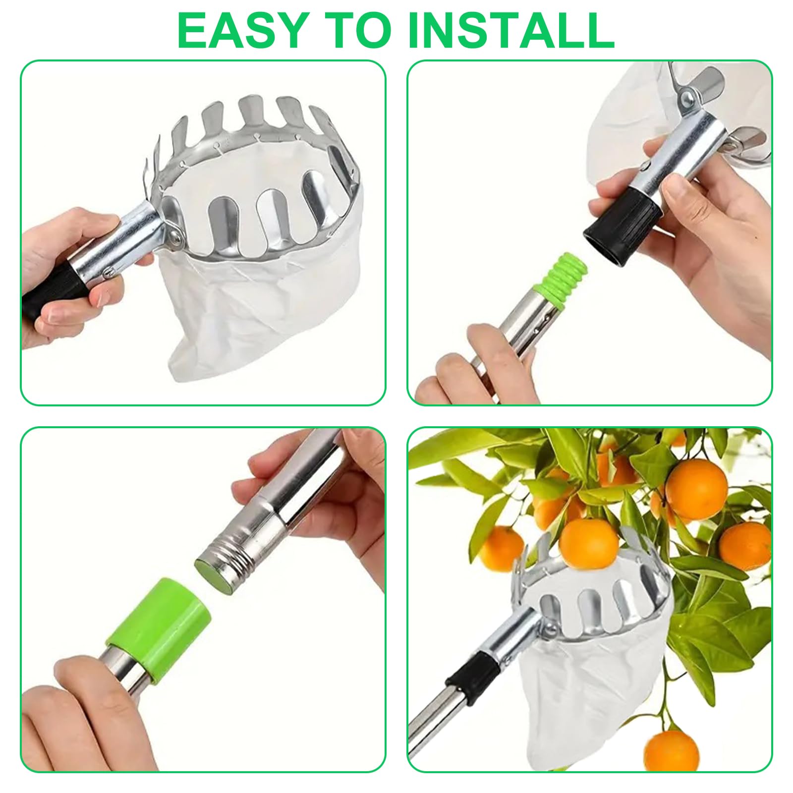 Cueilleur de Fruits avec Manche Télescopique 4 m pour Verger Jardin Pommes Cerises