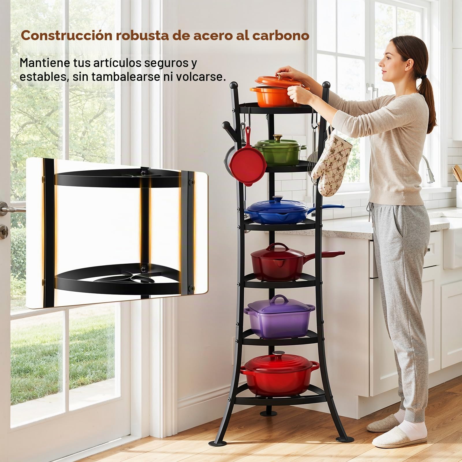Housolution Organizador de Ollas y Sartenes Soporte para Ollas de 6 Niveles