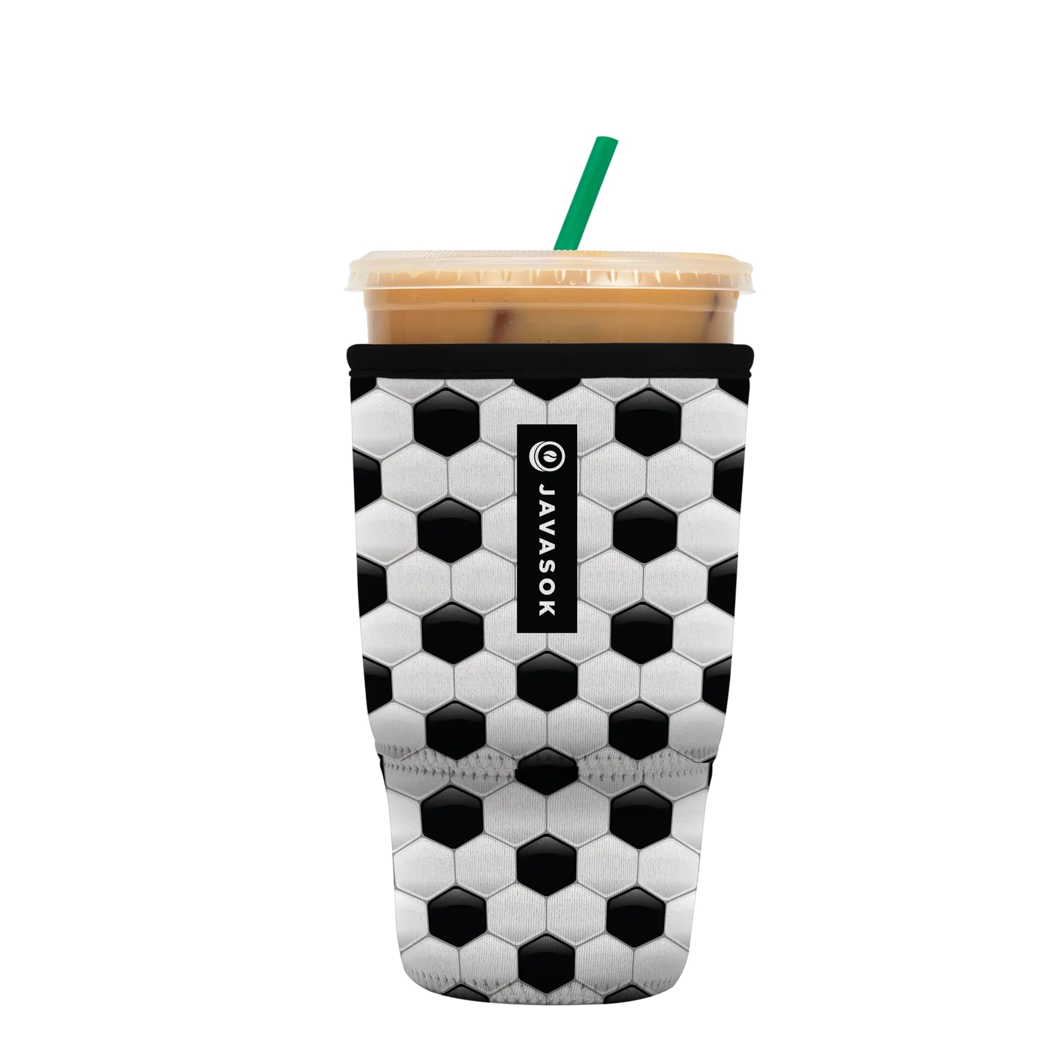 Sok It JavaSok Iced Coffee &amp; Cold Soda Insulated Neoprene Cup Sleeve (Soccer, Large: 30-32oz)
