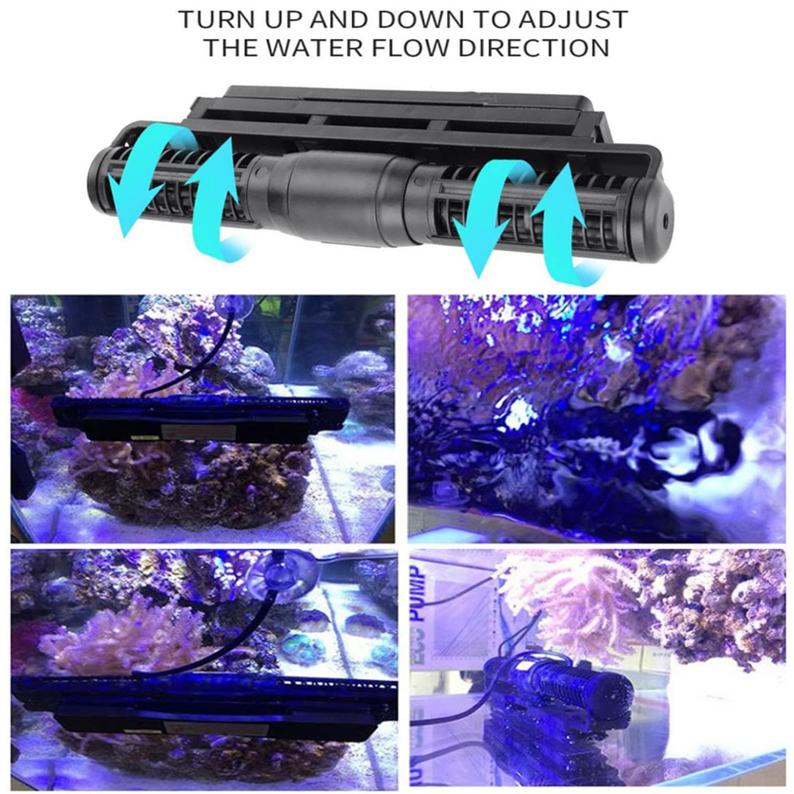 Bomba de flujo de acuario para tanques de agua dulce y salada, 4 modos de onda y bomba de circulación de agua ajustable de 10 velocidades para un entorno acuático mejorado