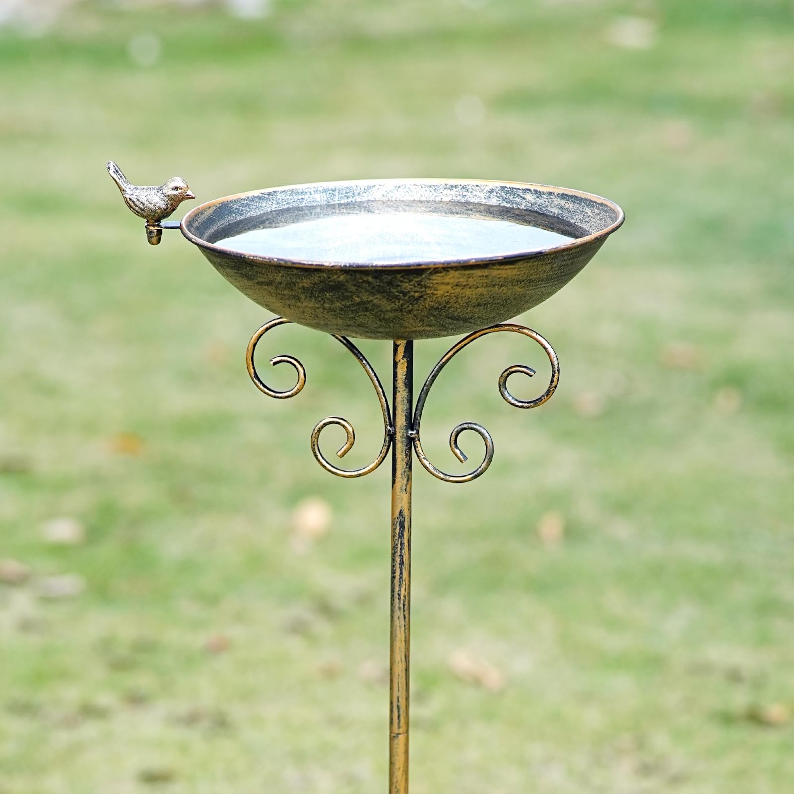 HOUYANG Vogeltränke für den Außenbereich, Metall, Vogeltränke, Vogelfutterstation mit Metallpfahl, Gartendekoration, 91,4 cm