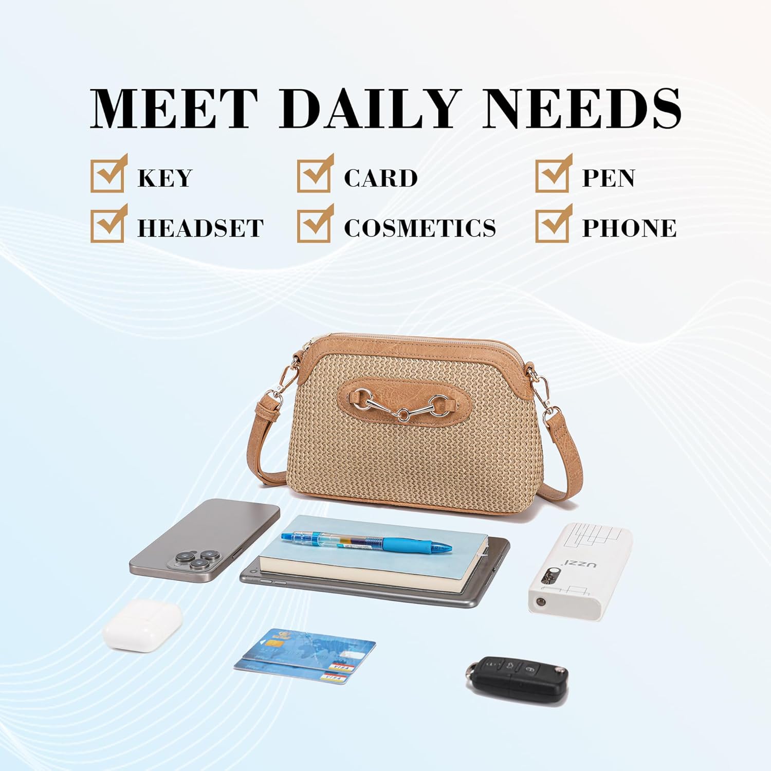 Summer Purse Faux Straw Crossbody Bags for Women Woven Travel Hawaiian Beach Cruise Essentials - Image 4