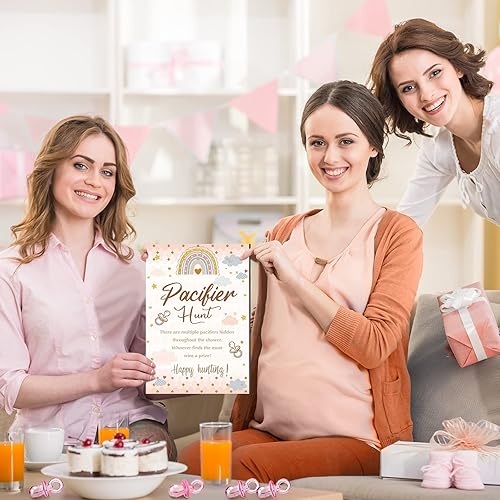 Miniatura 3 de Thyle Juego de 51 piezas de Chupete Hunt Boho Baby Shower que incluye letrero de caza de chupete y 50 chupetes acrílicos para decoración de juegos