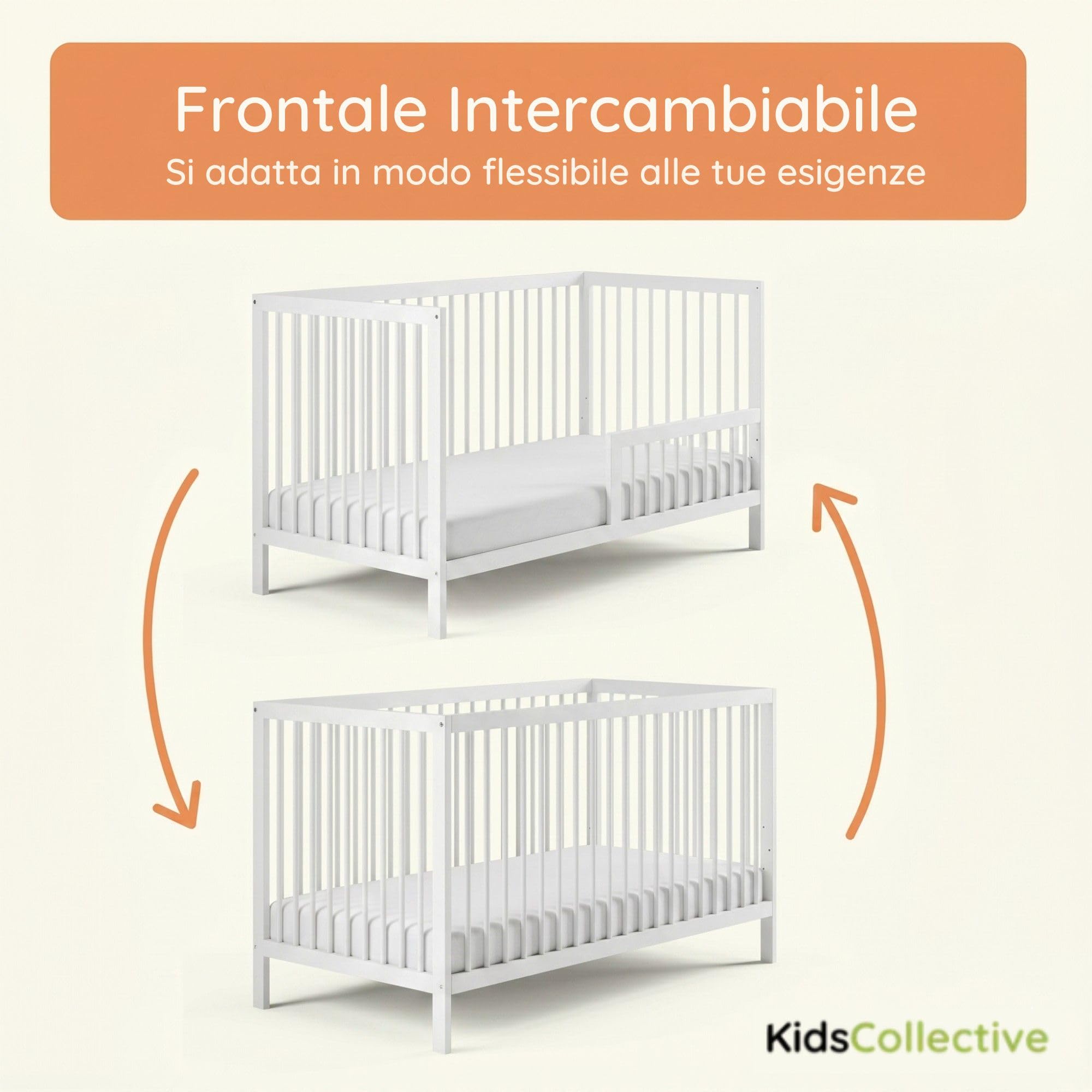 Kids Collective Lettino per Neonati Lettino a sponde con Protezione anticaduta Robusto Legno di faggio Lettino Junior Prodotto in Europa Mobili per camerette e camere dei Ragazzi | 70x140 cm | Bianco