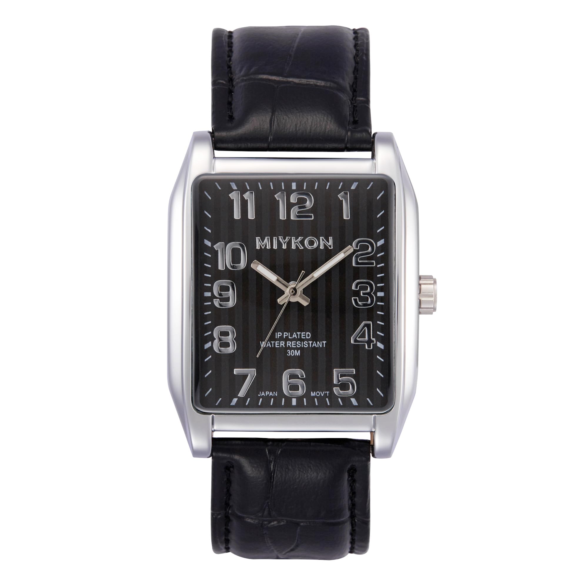 MiykonVintage Watches for Men | Tank Square Mens Dress Watch with Genuine Leather Strap and Second Hand | Ion Polished, Luminous Hands, Scratch Resistant Glass, Japanese Quartz, 100ft Water Resistant