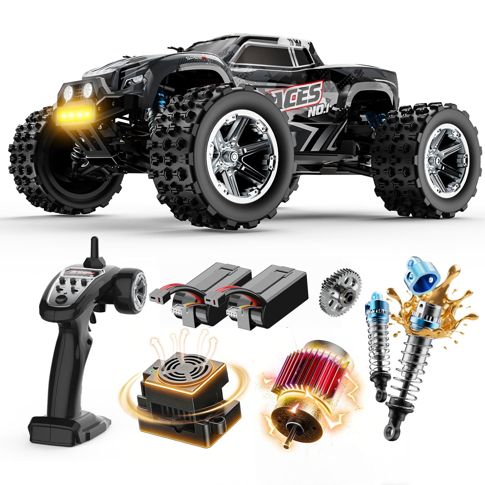 DEERC 8618 1 16 Fast Brushless RC Cars for Adults Max 56mph 2 3S Lipo Batteries Electric Off-Road